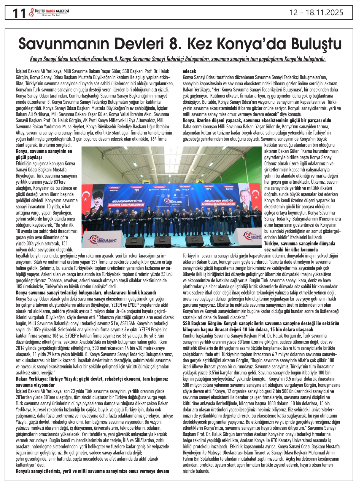 ÜRETİCİ   HABER  GAZETESİ   12.11.2025