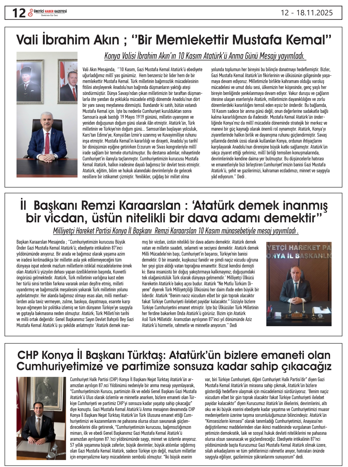 ÜRETİCİ   HABER  GAZETESİ   12.11.2025