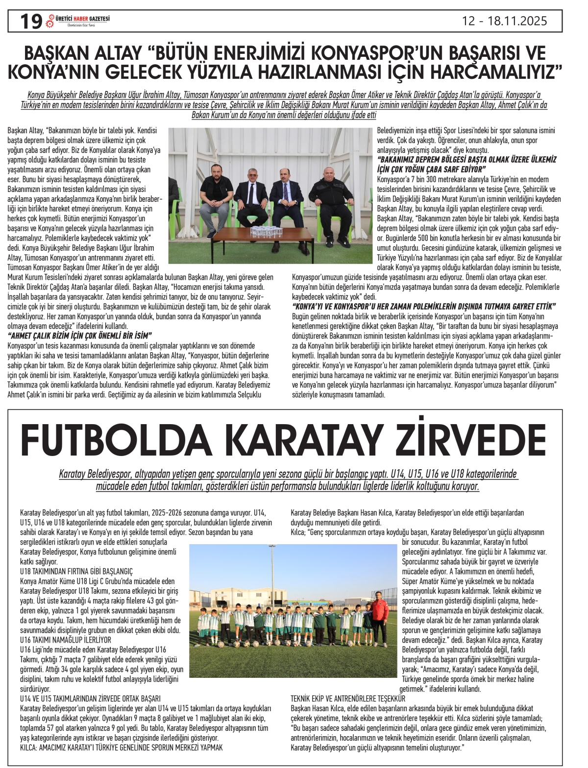ÜRETİCİ   HABER  GAZETESİ   12.11.2025