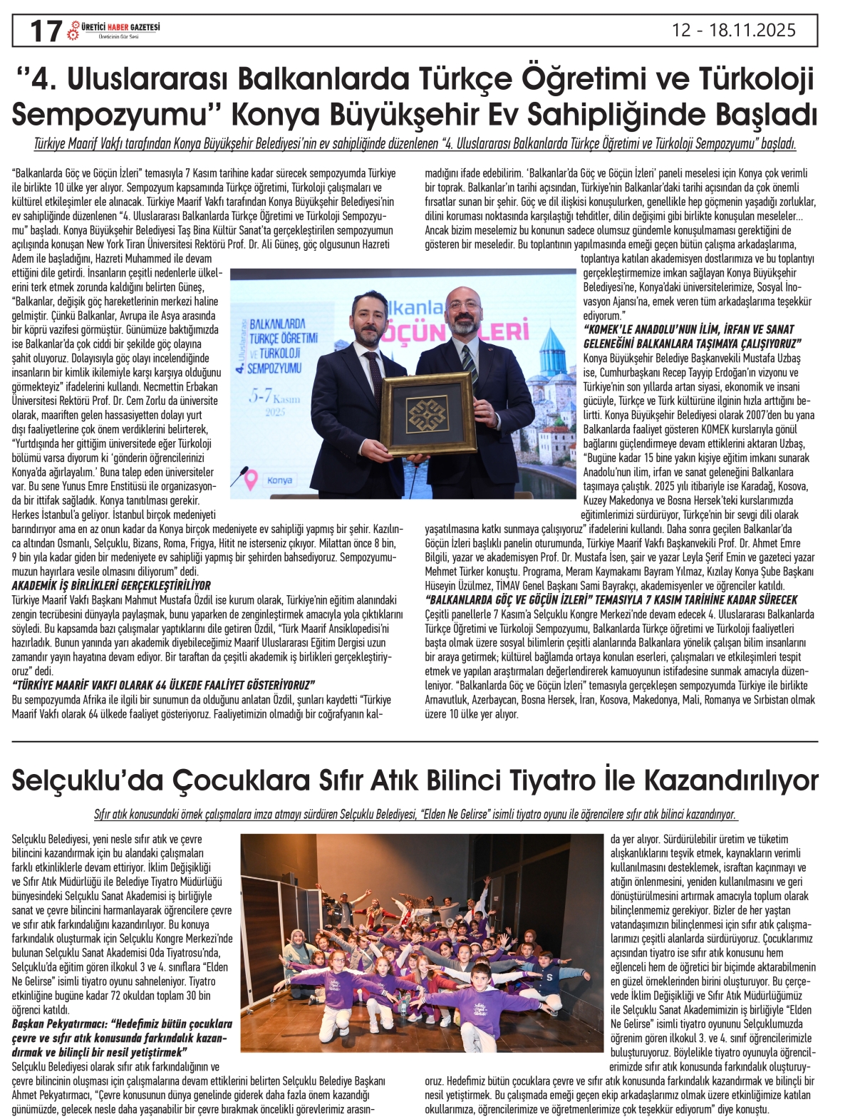 ÜRETİCİ   HABER  GAZETESİ   12.11.2025
