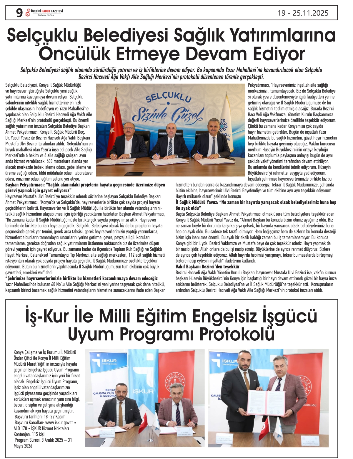 ÜRETİCİ  HABER  GAZTESİ 19.11.2025