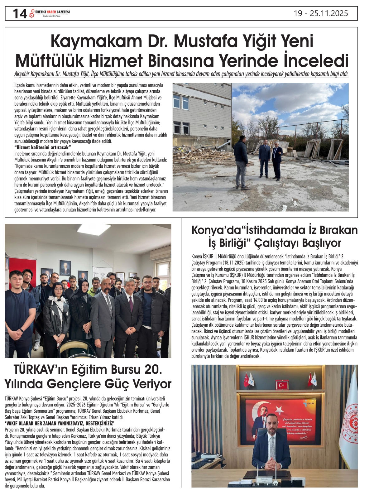 ÜRETİCİ  HABER  GAZTESİ 19.11.2025