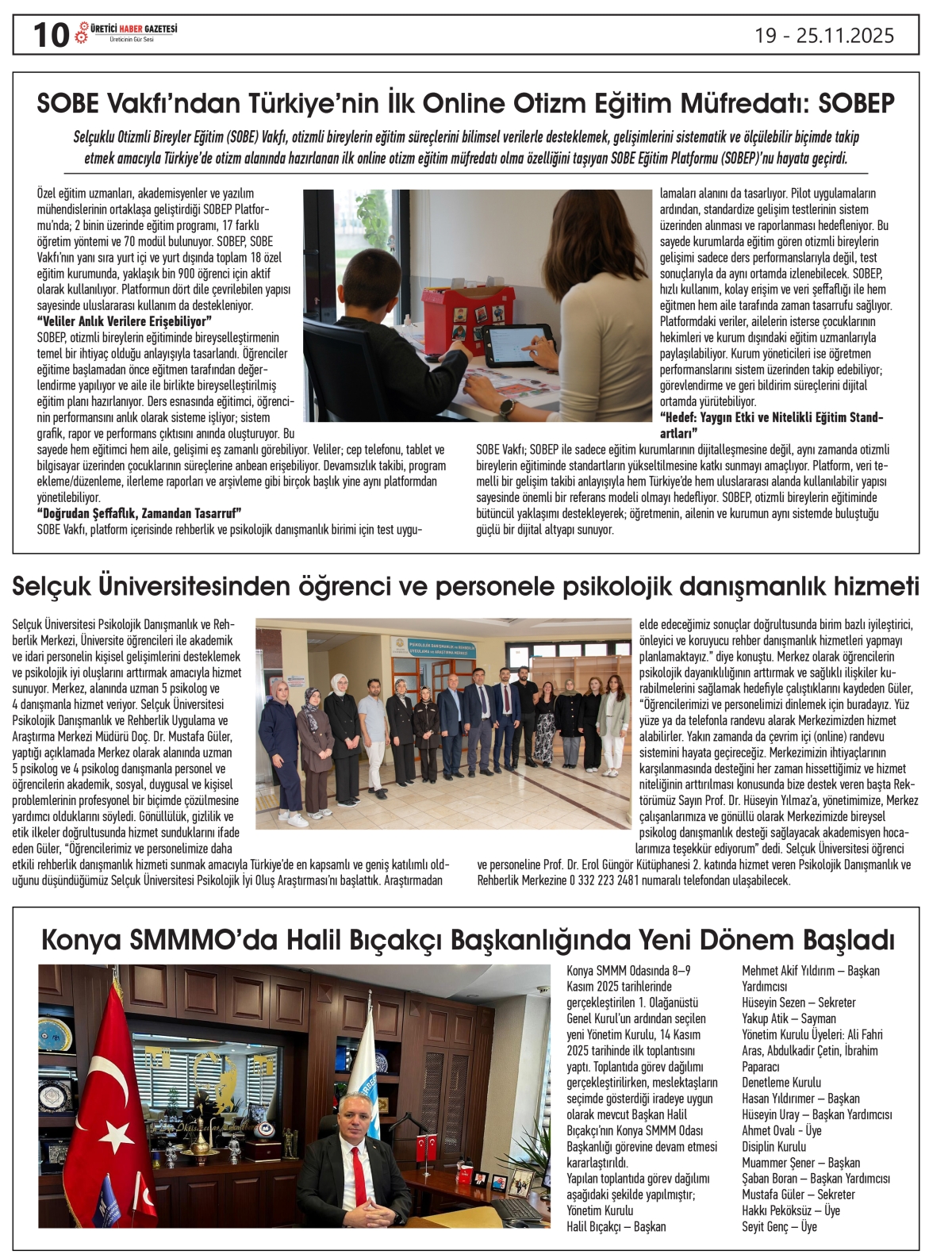 ÜRETİCİ  HABER  GAZTESİ 19.11.2025