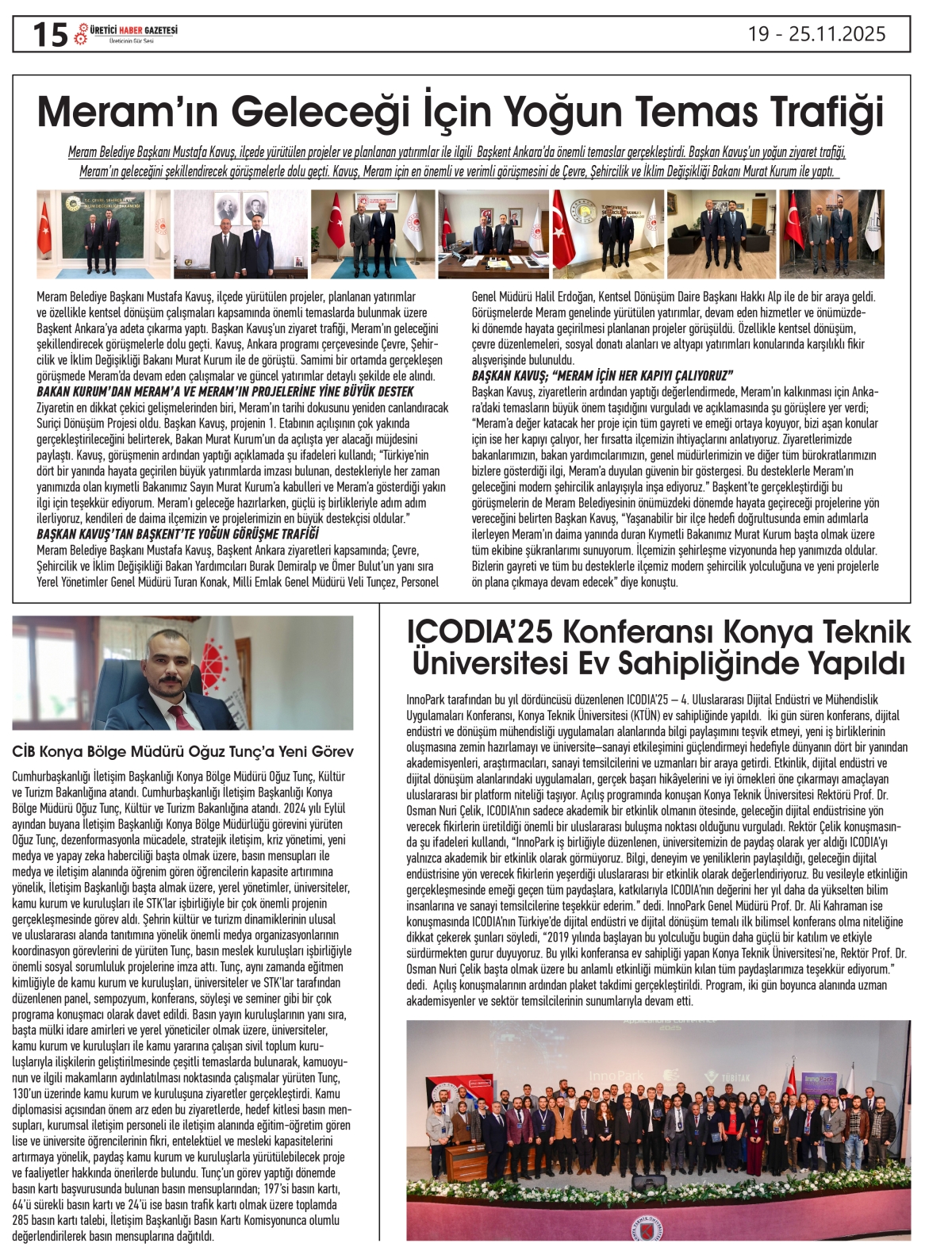 ÜRETİCİ  HABER  GAZTESİ 19.11.2025