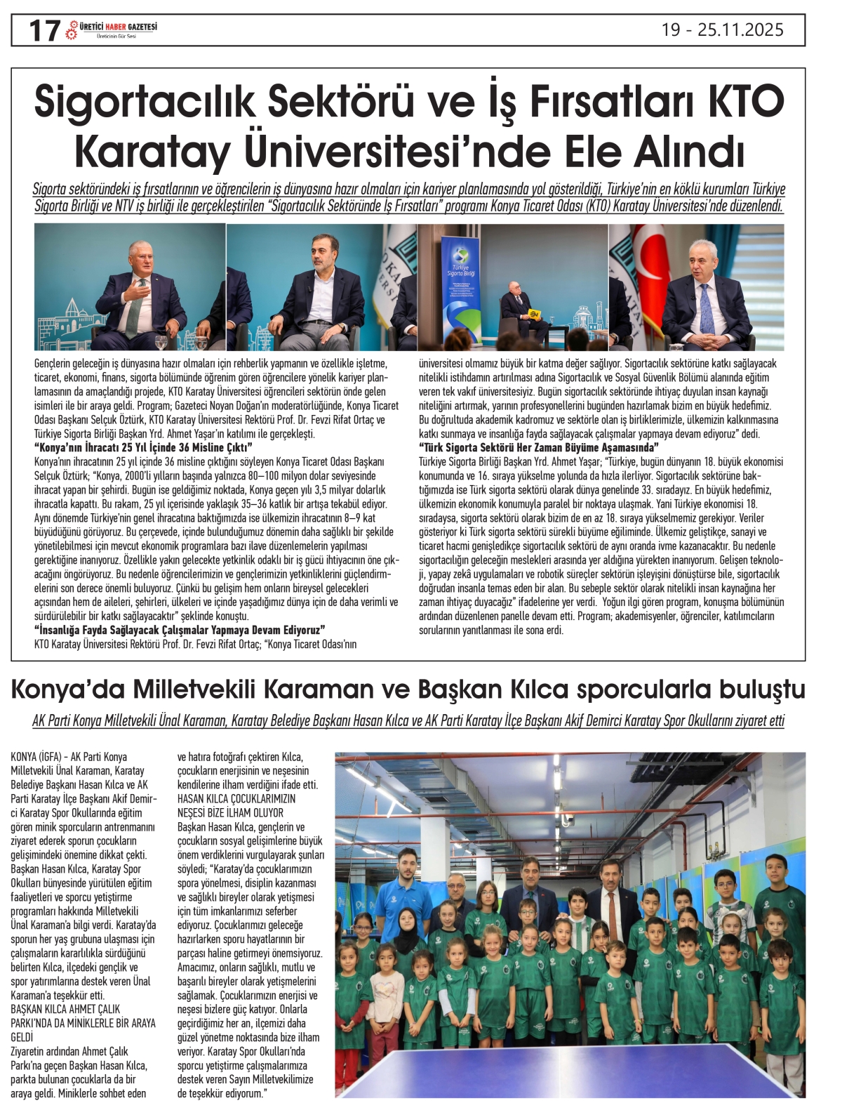 ÜRETİCİ  HABER  GAZTESİ 19.11.2025