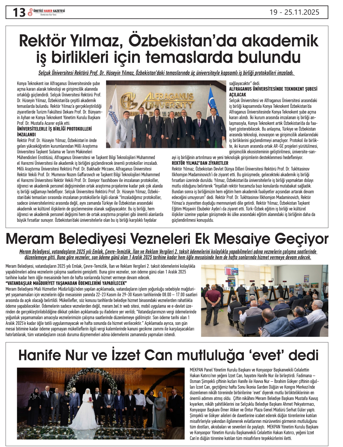 ÜRETİCİ  HABER  GAZTESİ 19.11.2025