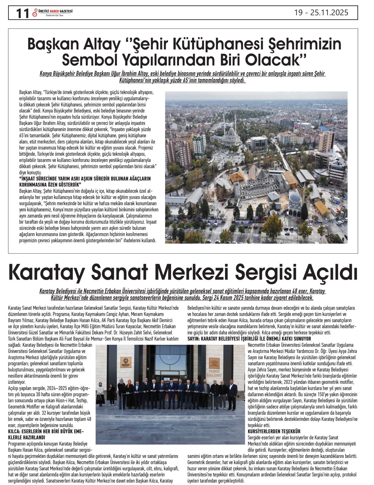 ÜRETİCİ  HABER  GAZTESİ 19.11.2025