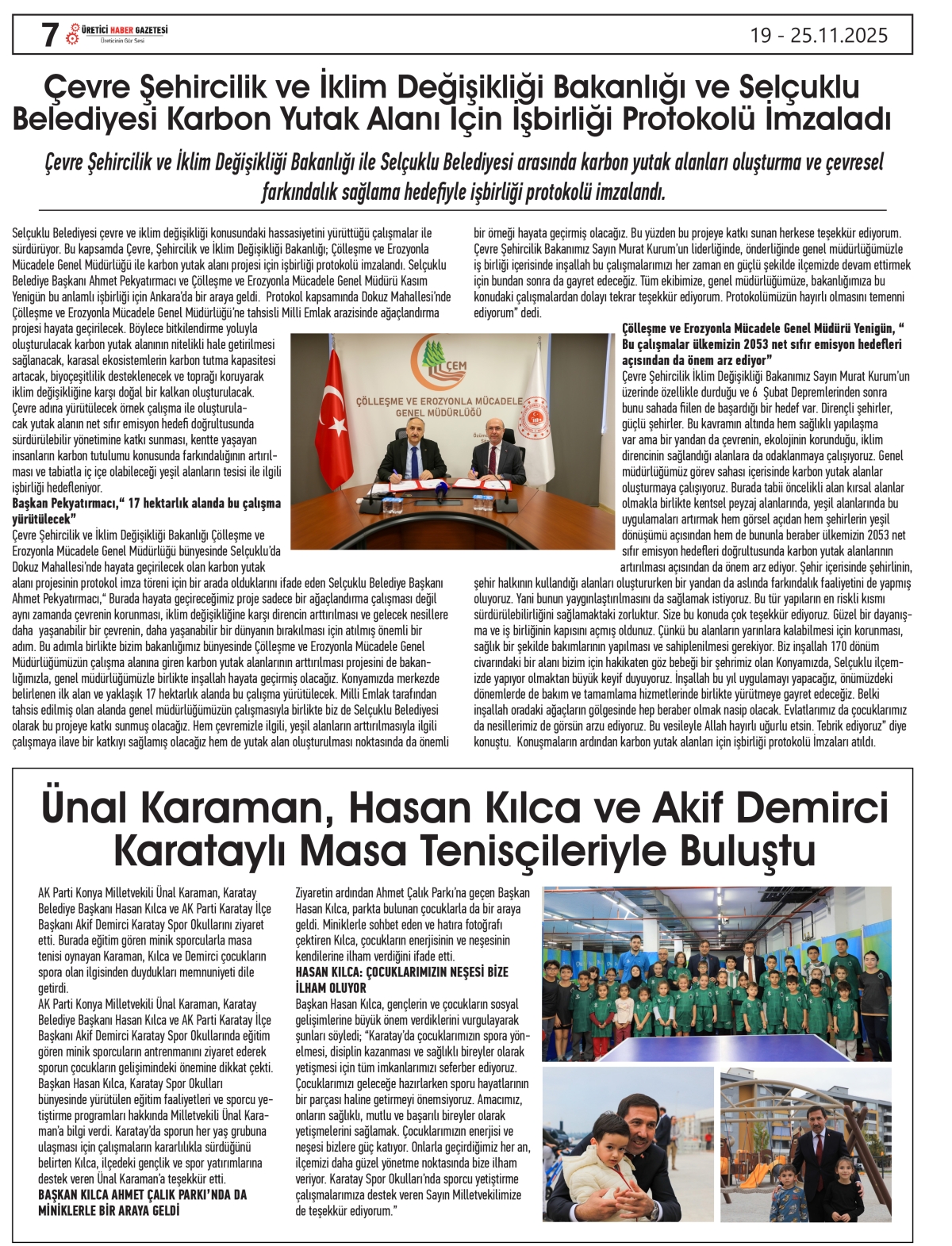ÜRETİCİ  HABER  GAZTESİ 19.11.2025