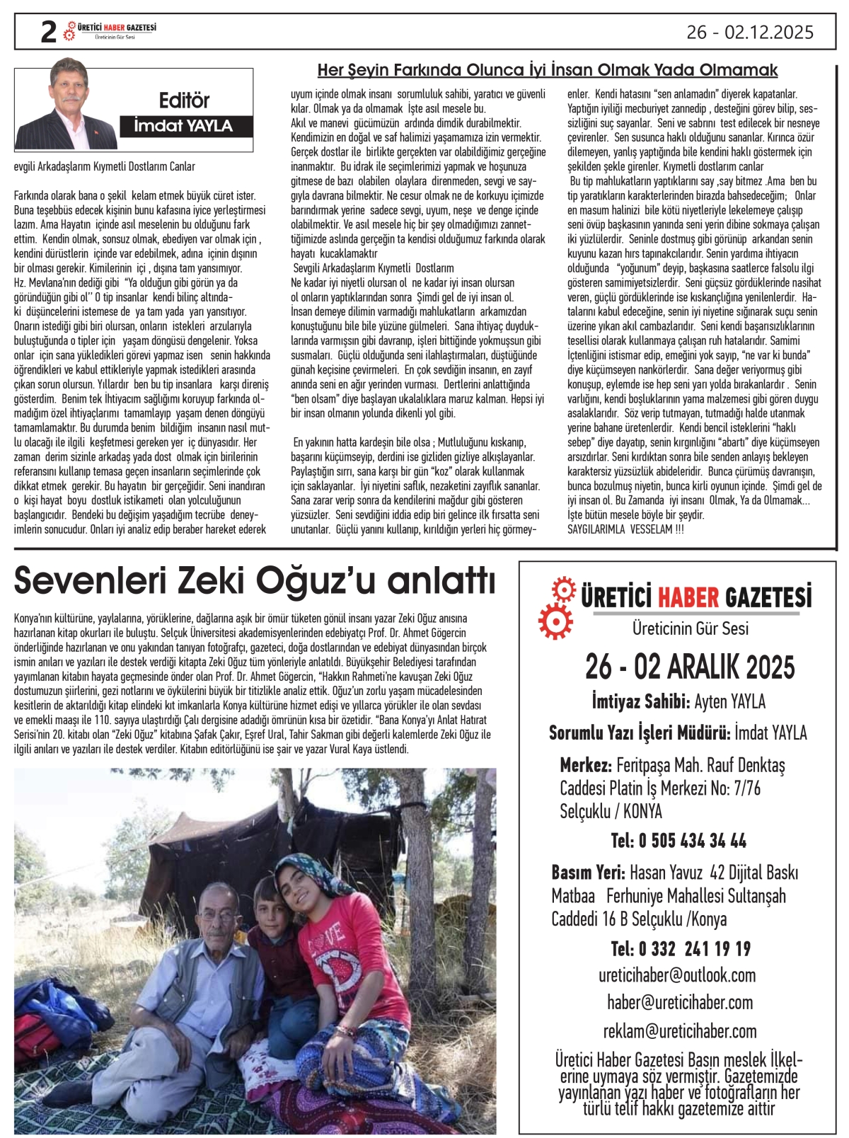 ÜRETİCİ HABER GAZTESİ  26.11.2025