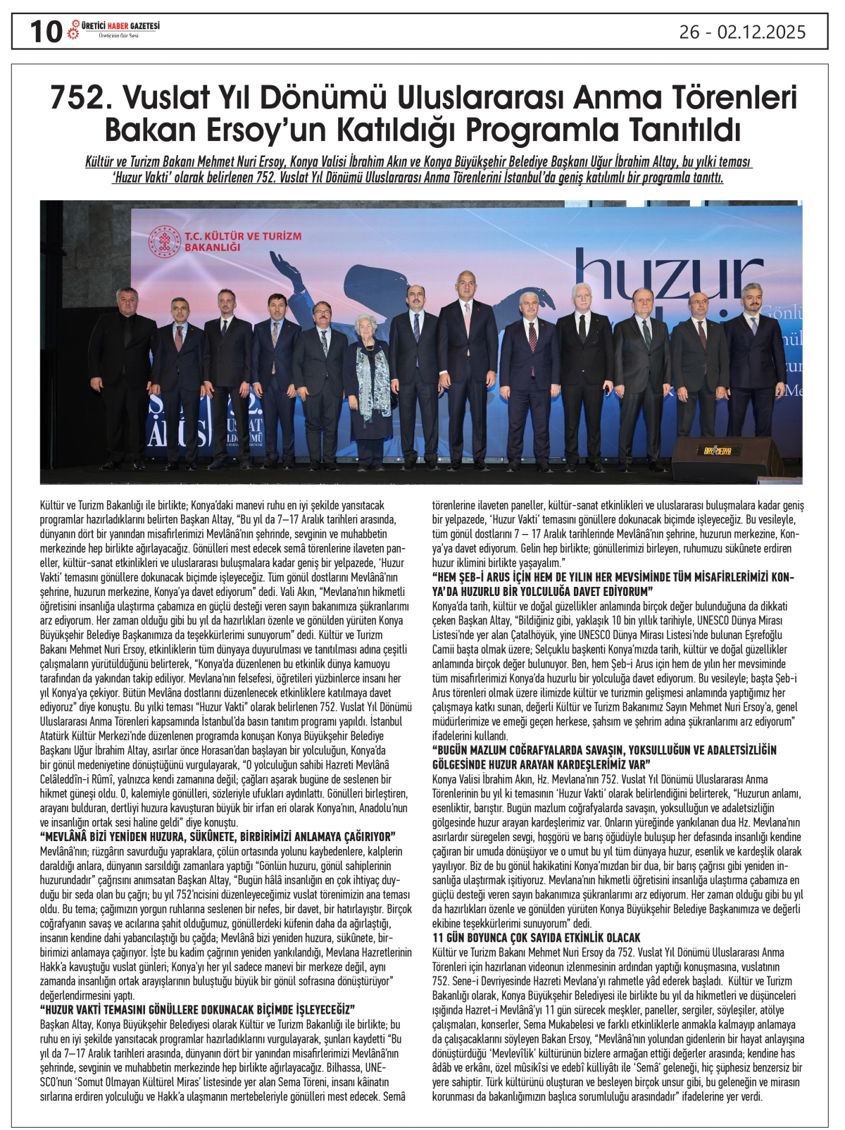 ÜRETİCİ HABER GAZTESİ  26.11.2025