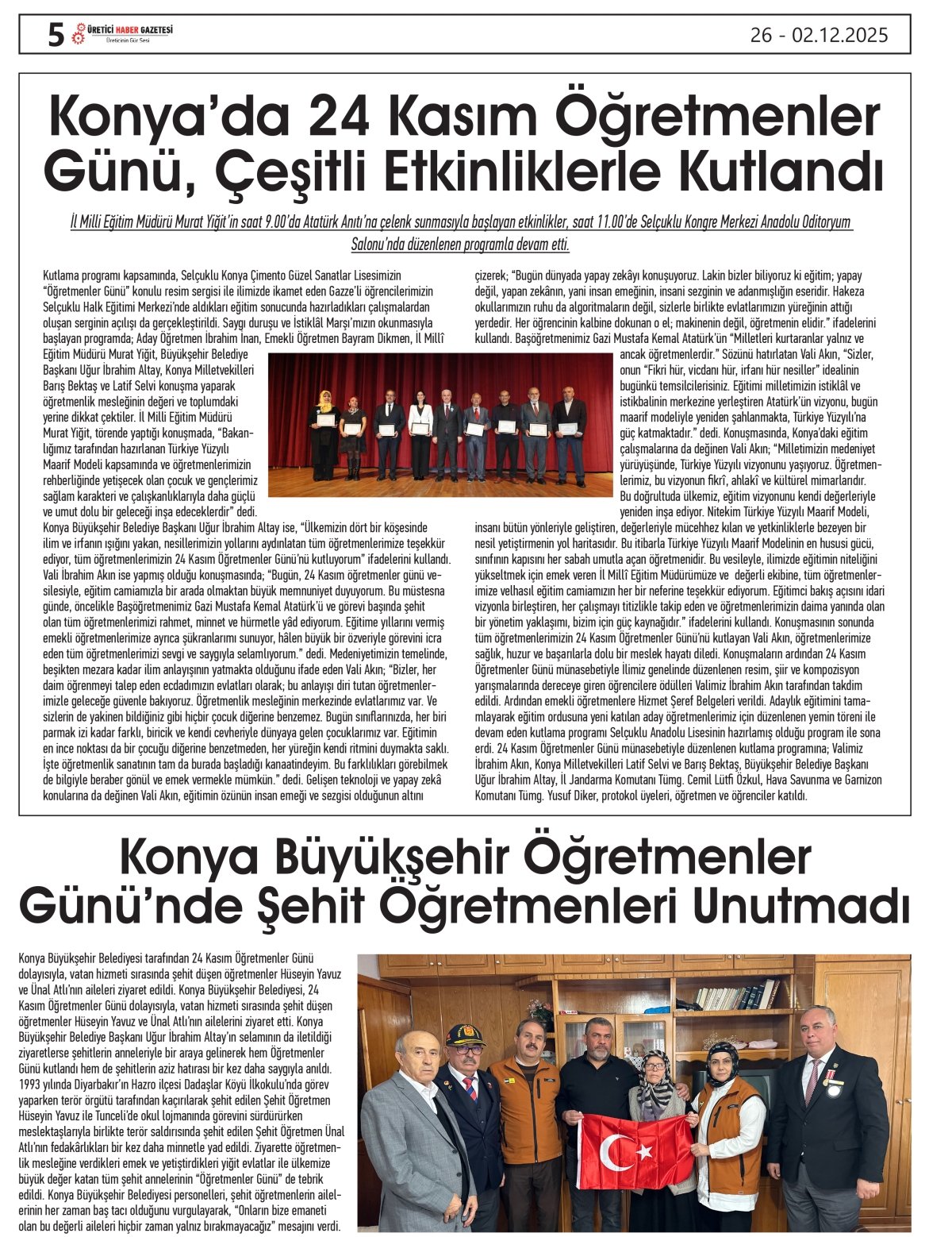 ÜRETİCİ HABER GAZTESİ  26.11.2025