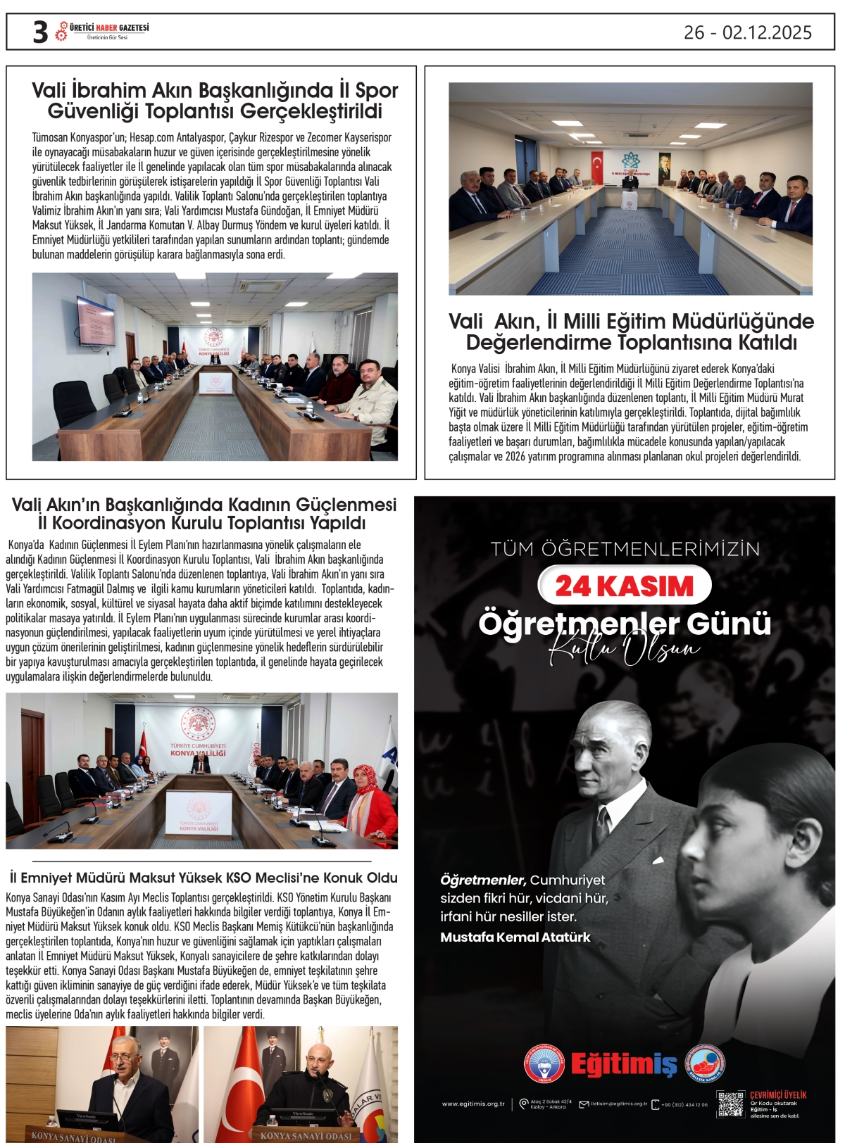 ÜRETİCİ HABER GAZTESİ  26.11.2025