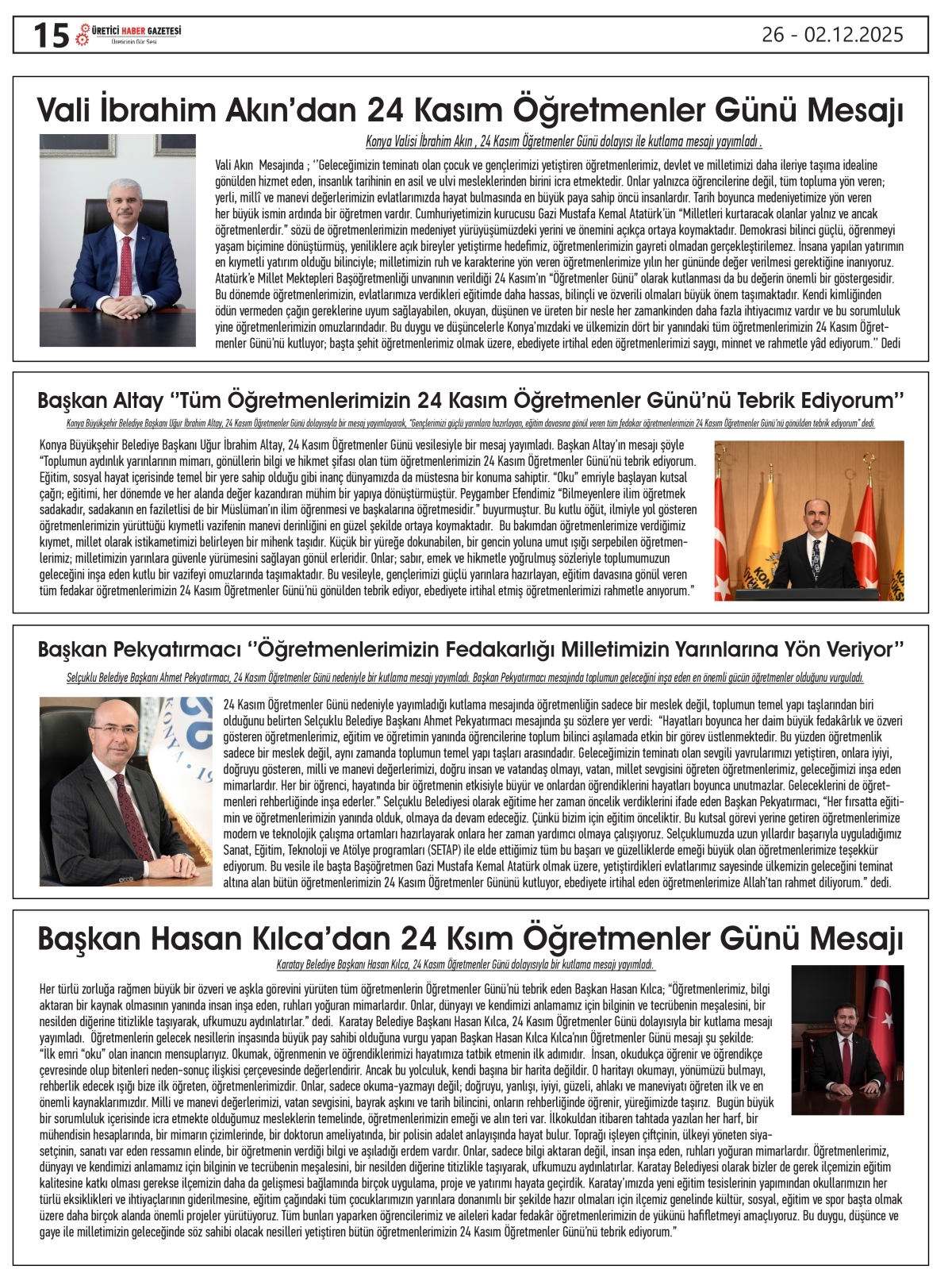 ÜRETİCİ HABER GAZTESİ  26.11.2025