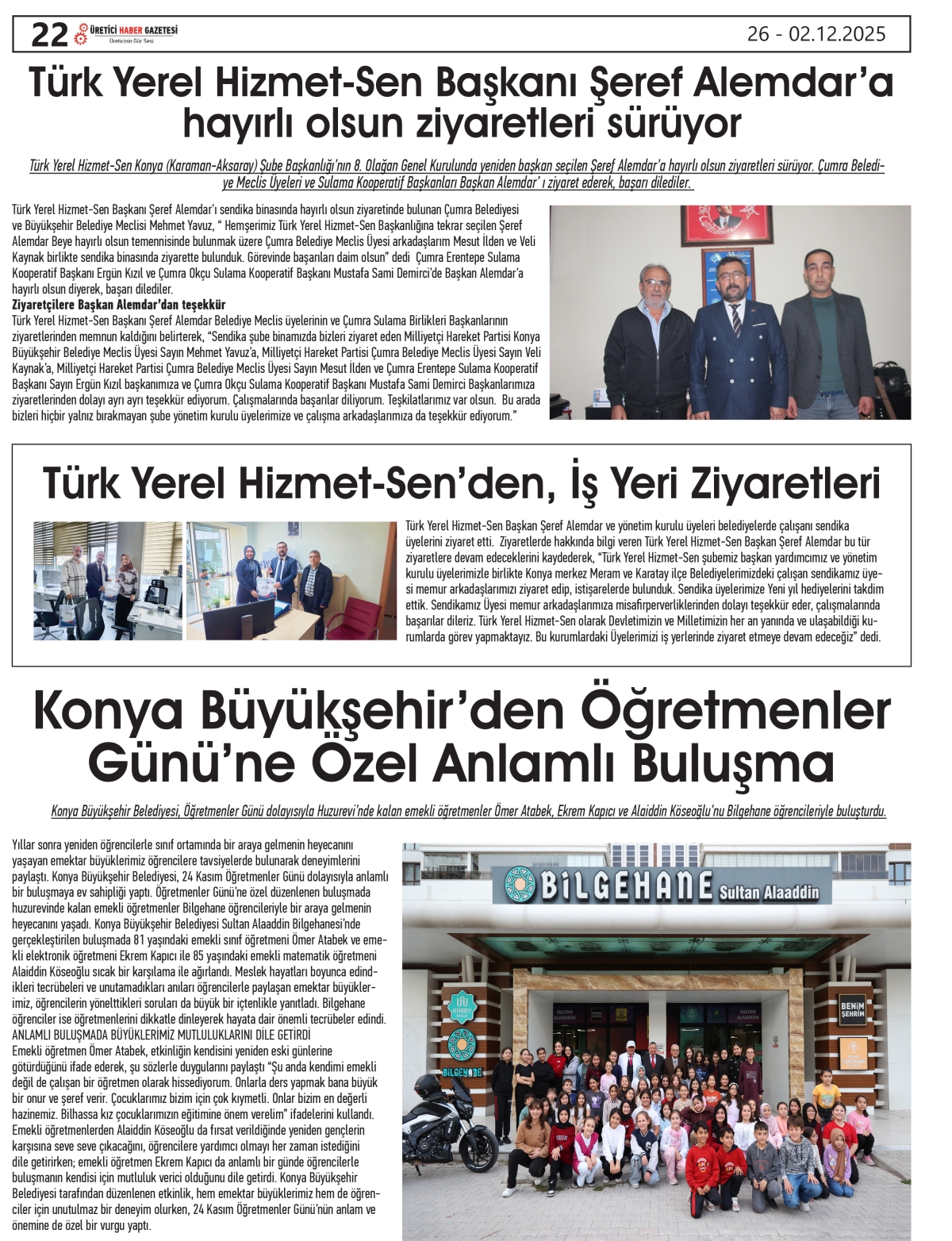 ÜRETİCİ HABER GAZTESİ  26.11.2025