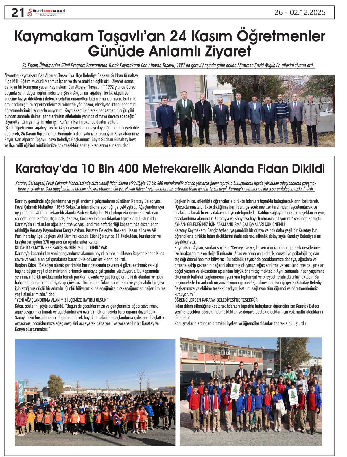 ÜRETİCİ HABER GAZTESİ  26.11.2025