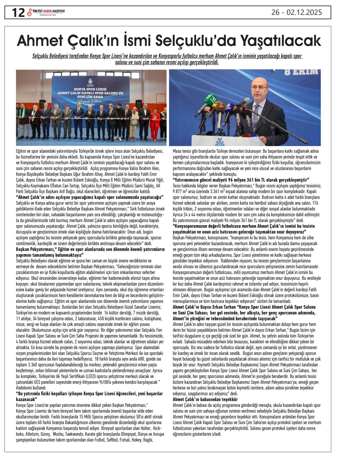 ÜRETİCİ HABER GAZTESİ  26.11.2025