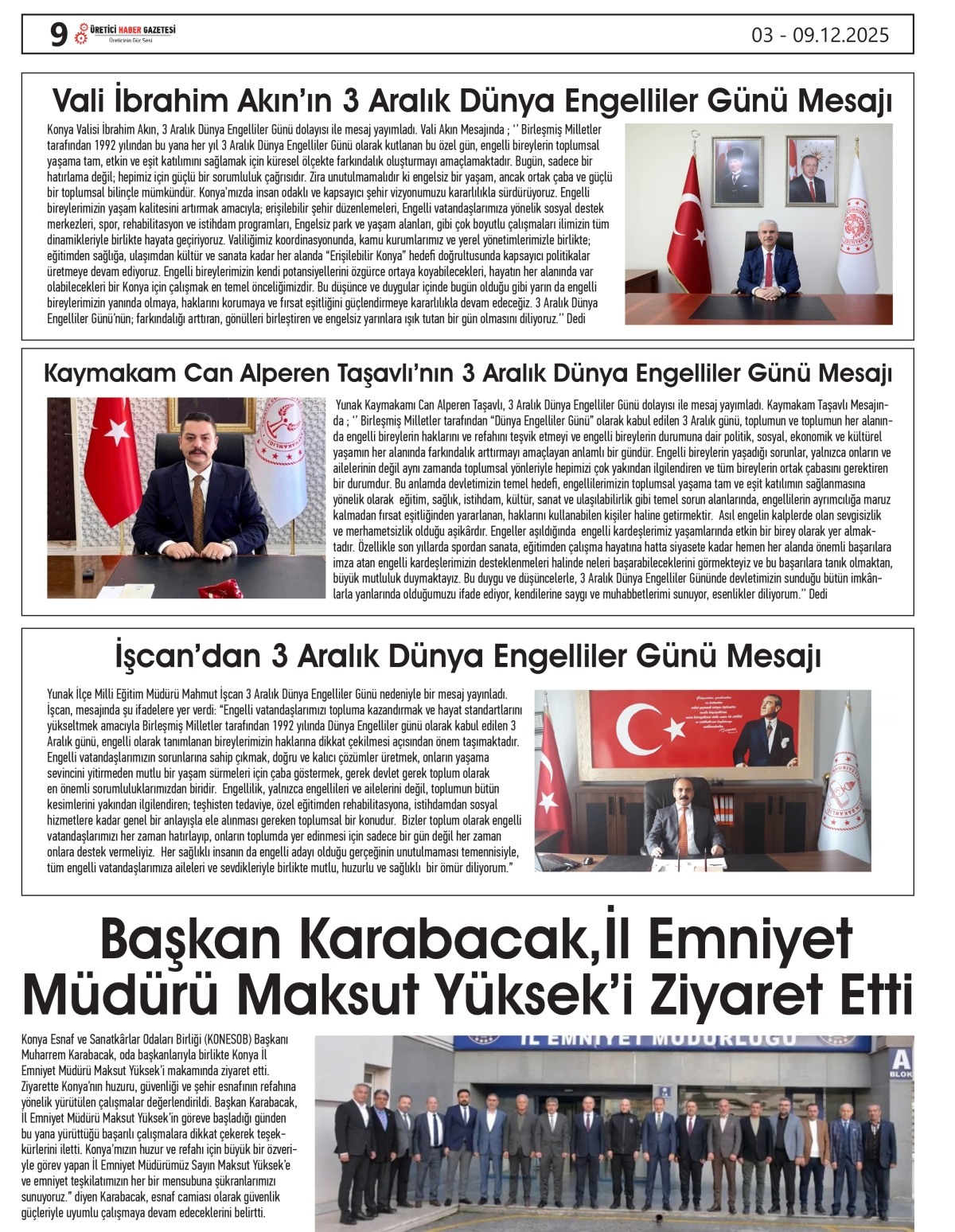 ÜRETİCİ HABER  GAZETESİ   03.12.2025
