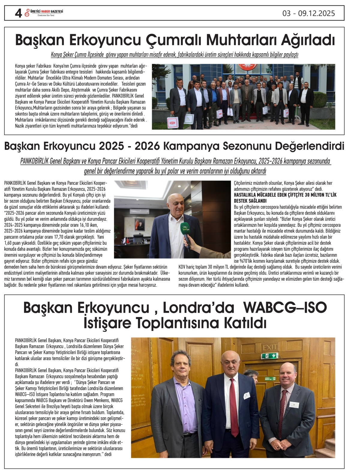ÜRETİCİ HABER  GAZETESİ   03.12.2025