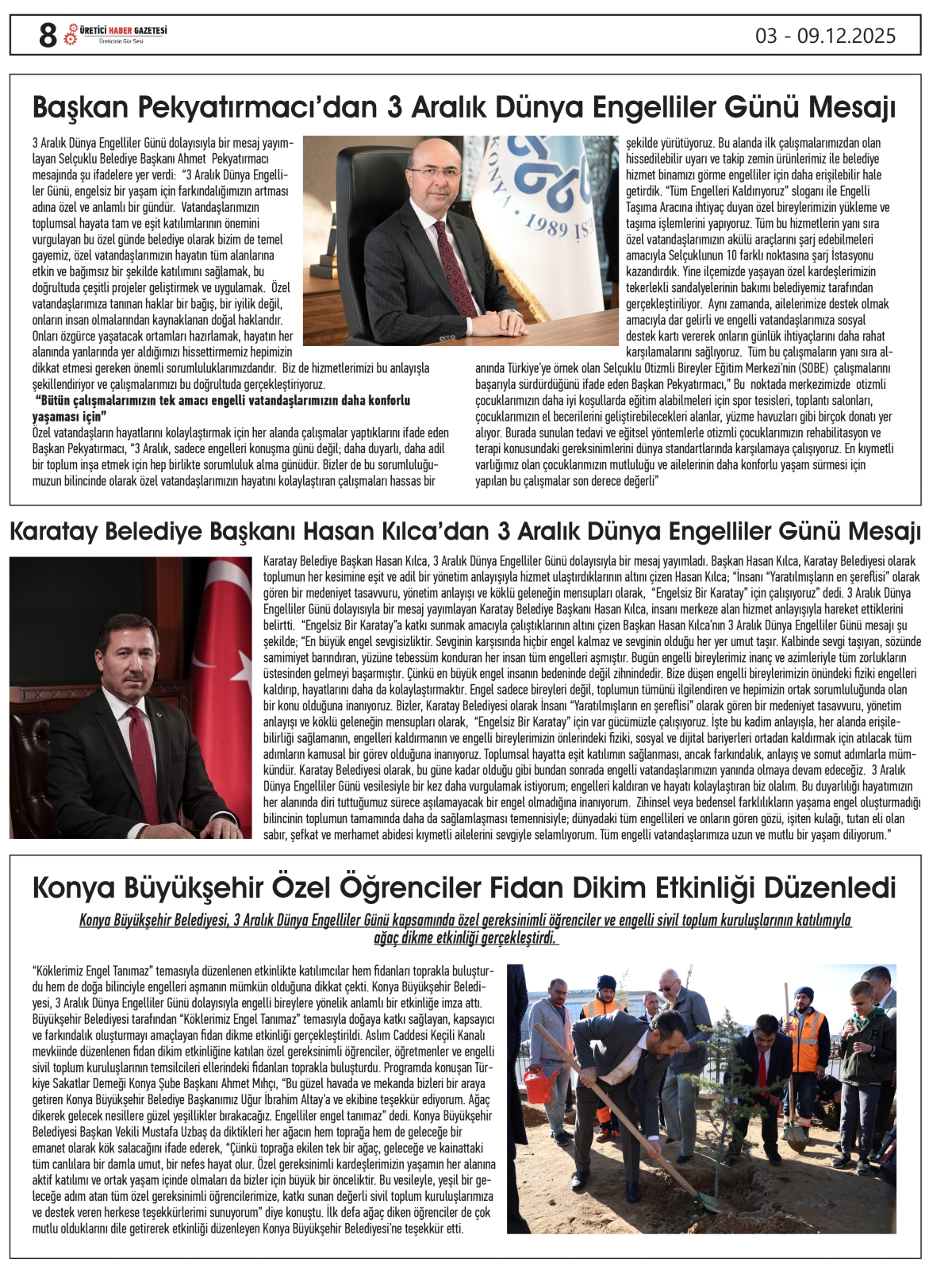 ÜRETİCİ HABER  GAZETESİ   03.12.2025