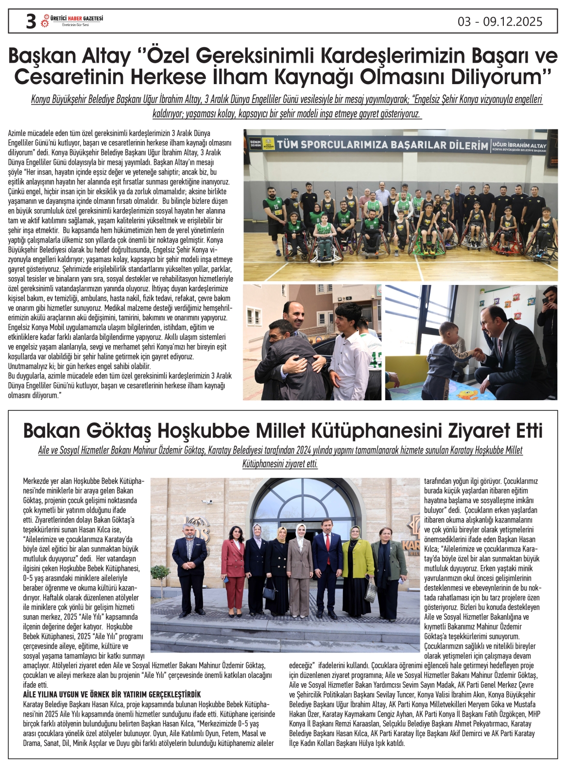 ÜRETİCİ HABER  GAZETESİ   03.12.2025