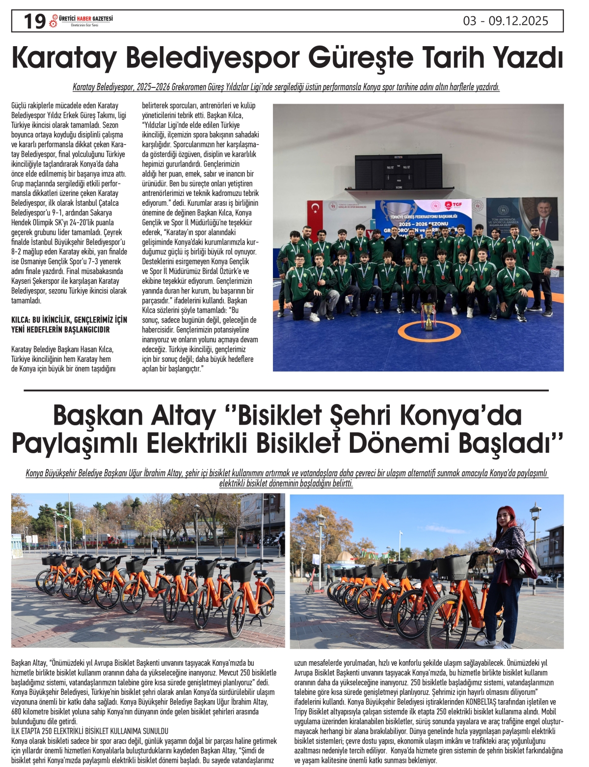 ÜRETİCİ HABER  GAZETESİ   03.12.2025