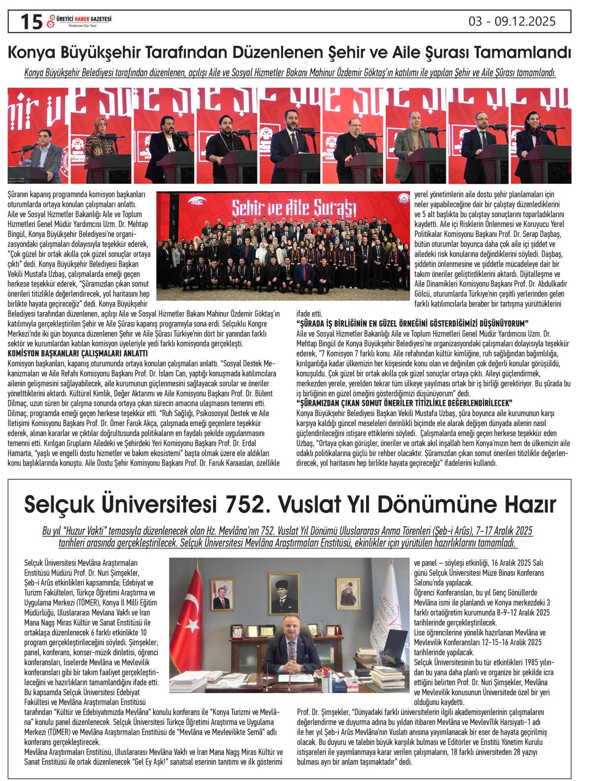 ÜRETİCİ HABER  GAZETESİ   03.12.2025