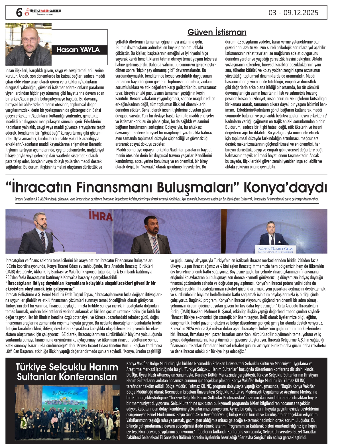 ÜRETİCİ HABER  GAZETESİ   03.12.2025