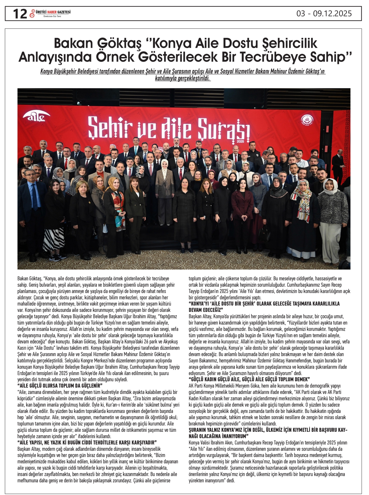 ÜRETİCİ HABER  GAZETESİ   03.12.2025