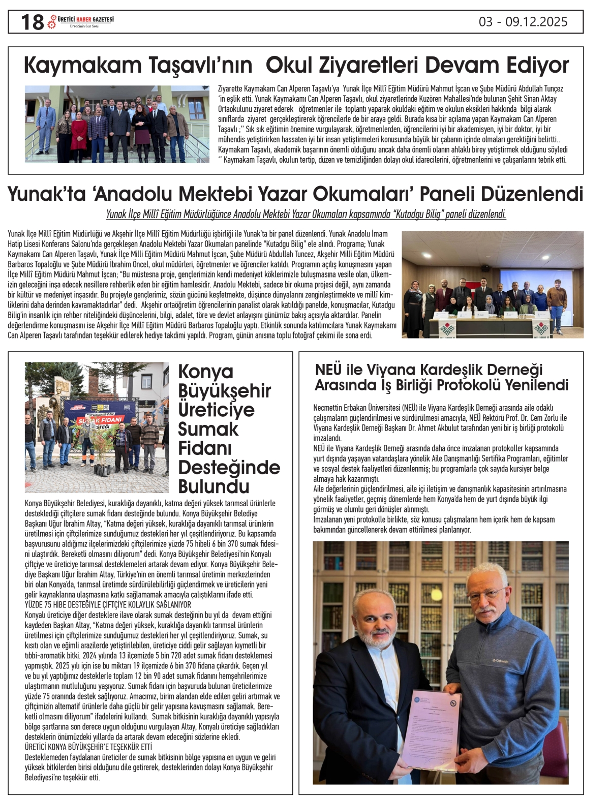ÜRETİCİ HABER  GAZETESİ   03.12.2025