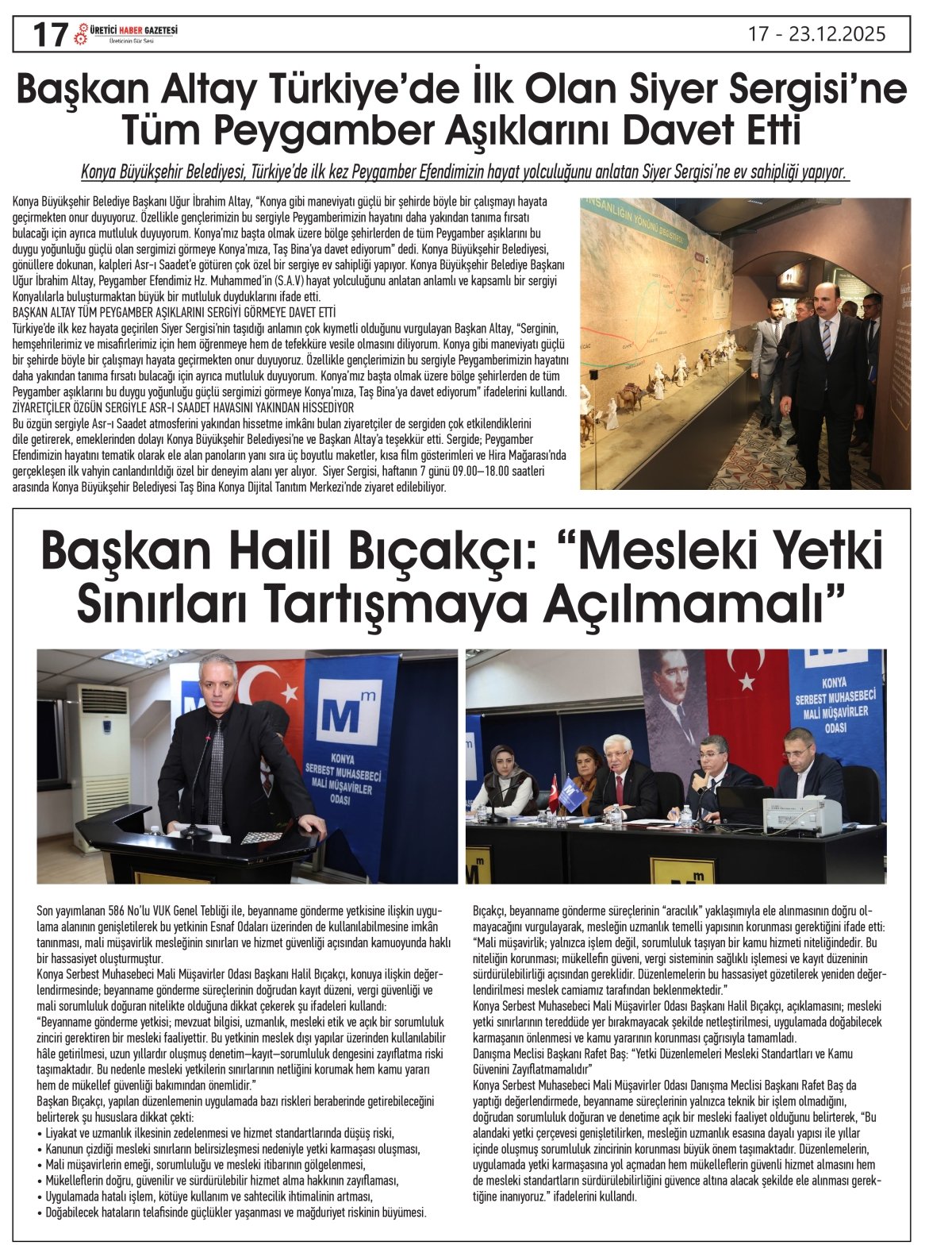 ÜRETİCİ HABER  GAZETESİ  17.12.2025