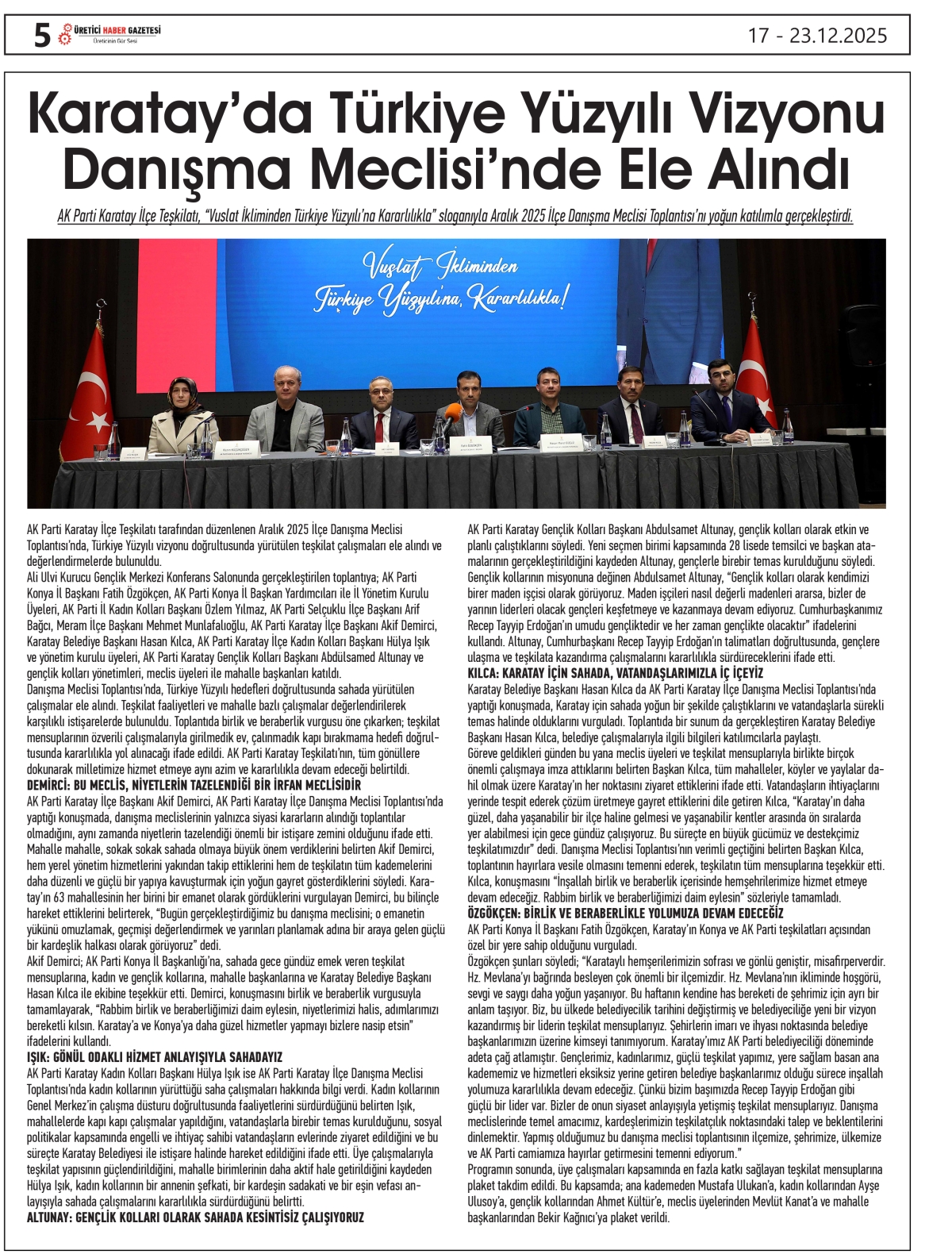 ÜRETİCİ HABER  GAZETESİ  17.12.2025