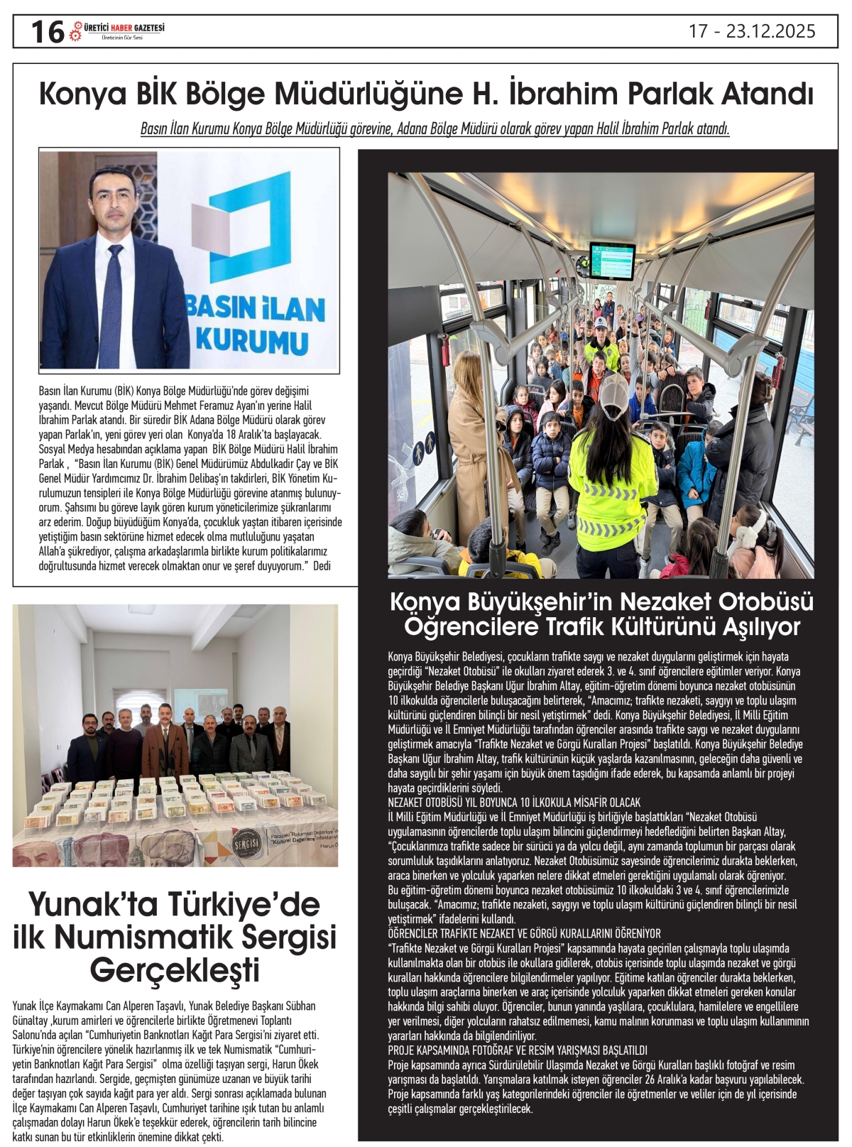 ÜRETİCİ HABER  GAZETESİ  17.12.2025