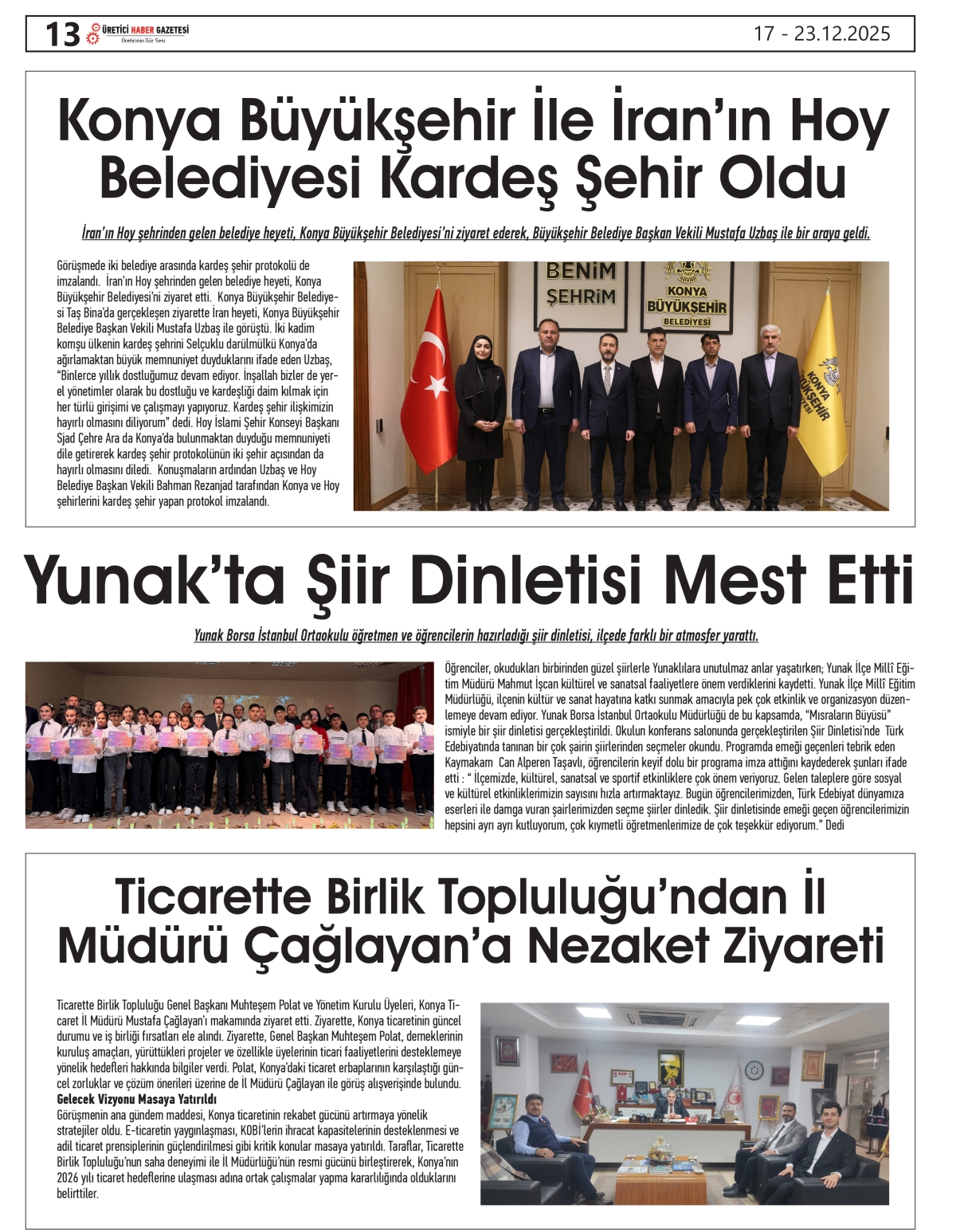 ÜRETİCİ HABER  GAZETESİ  17.12.2025