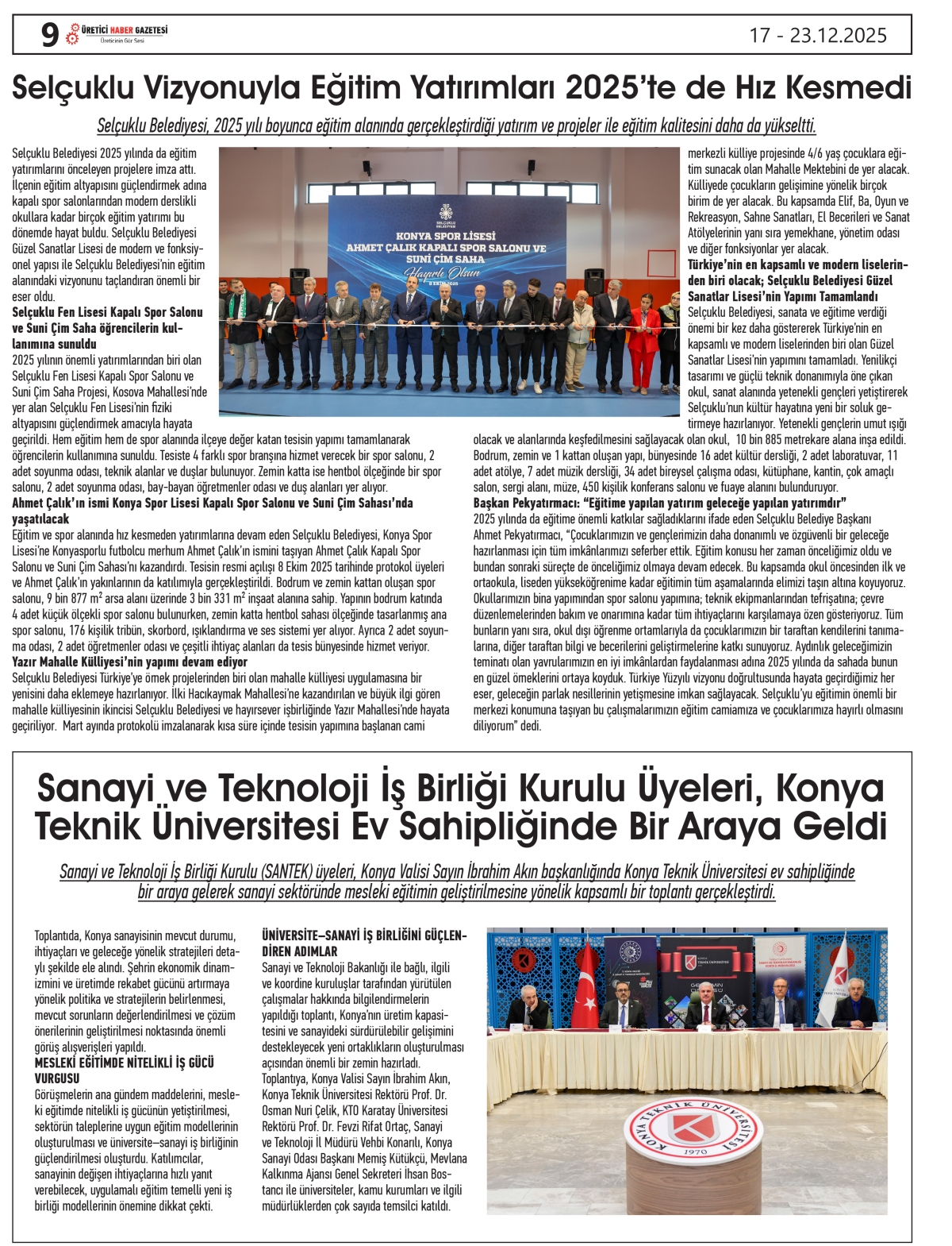 ÜRETİCİ HABER  GAZETESİ  17.12.2025
