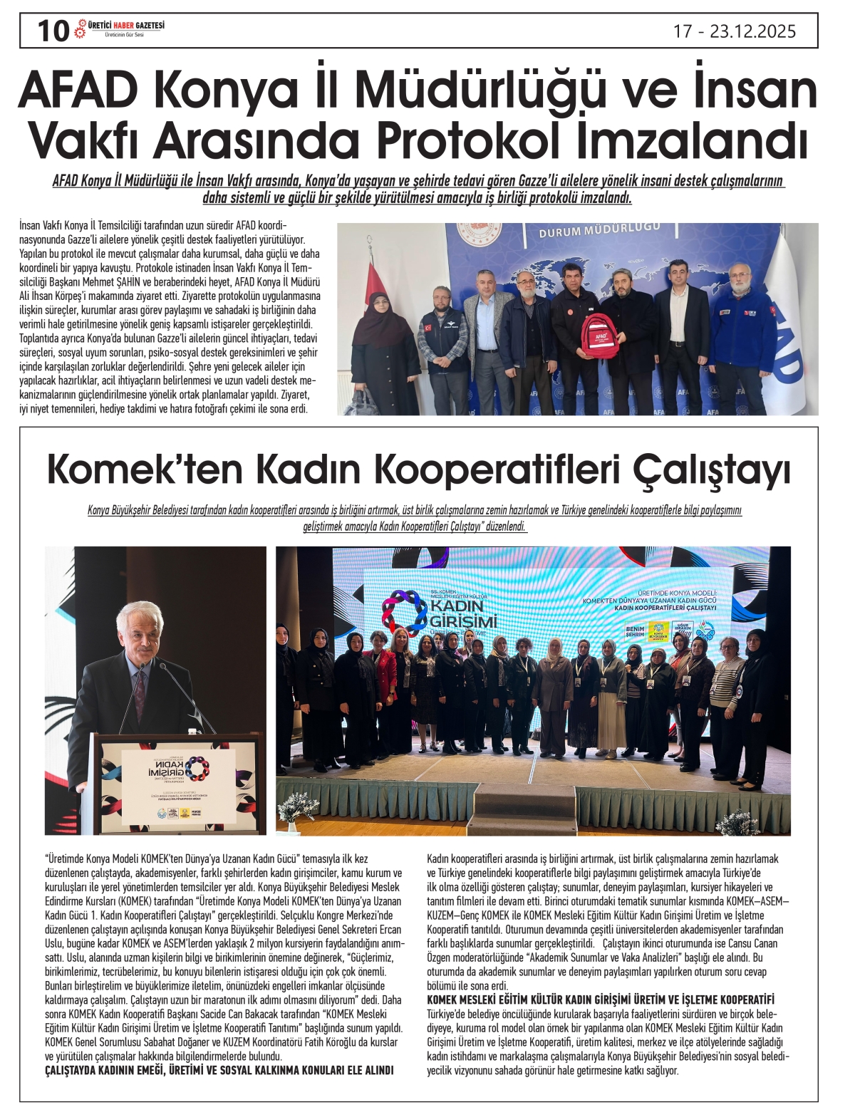 ÜRETİCİ HABER  GAZETESİ  17.12.2025
