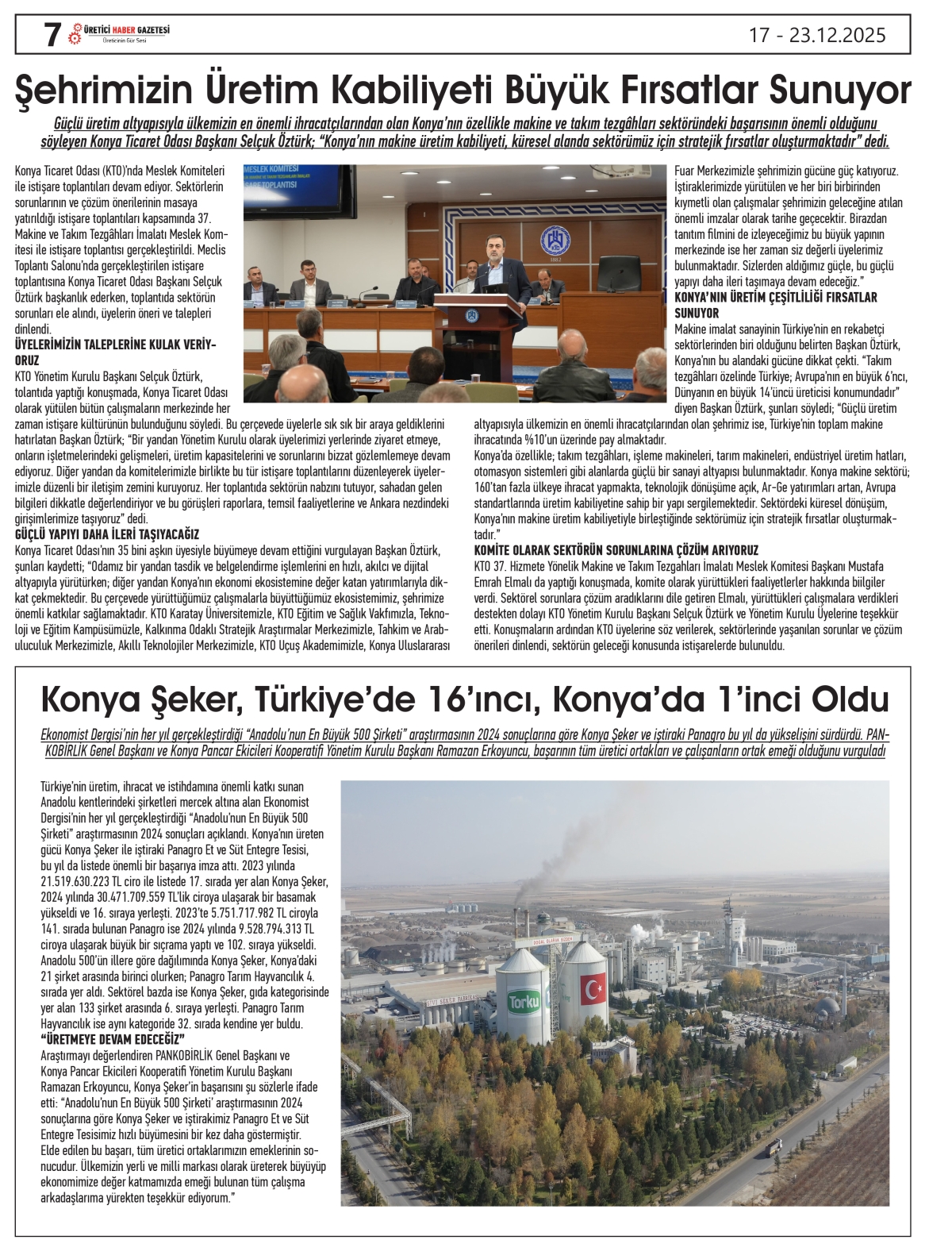 ÜRETİCİ HABER  GAZETESİ  17.12.2025