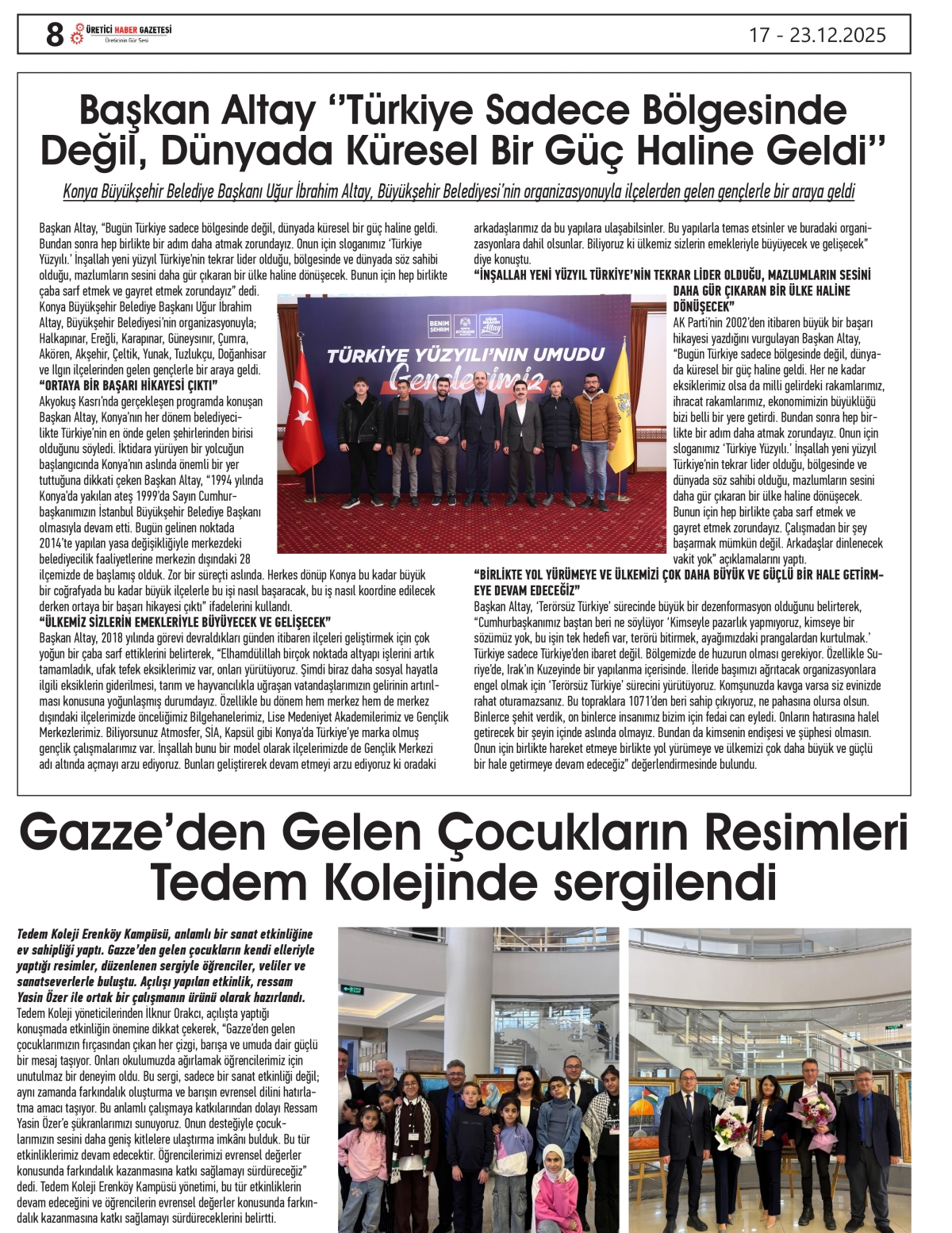 ÜRETİCİ HABER  GAZETESİ  17.12.2025