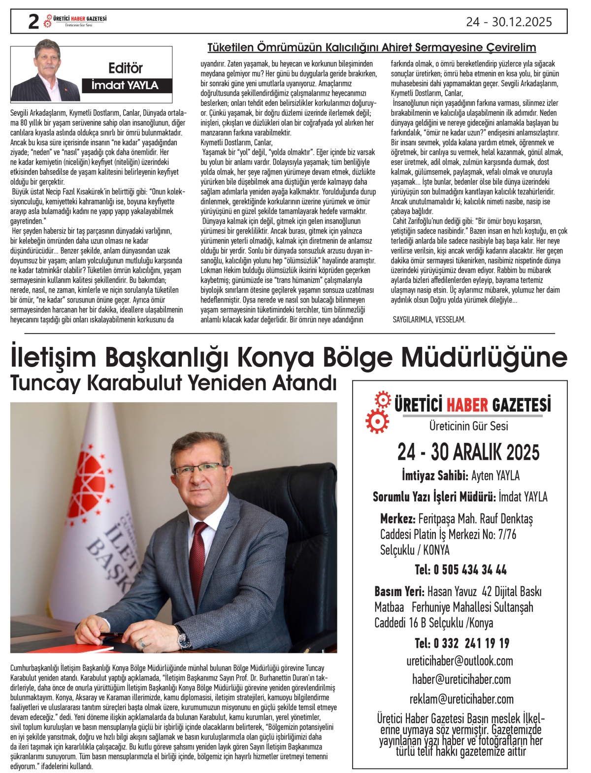 ÜRETİCİ HABER GAZETESİ  24.12.2025
