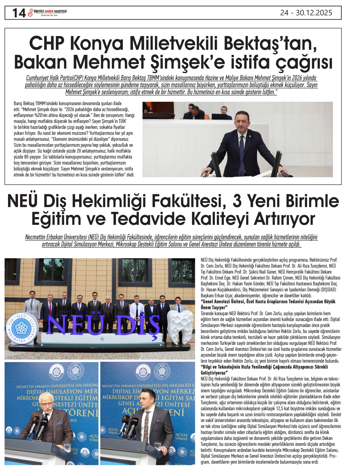 ÜRETİCİ HABER GAZETESİ  24.12.2025