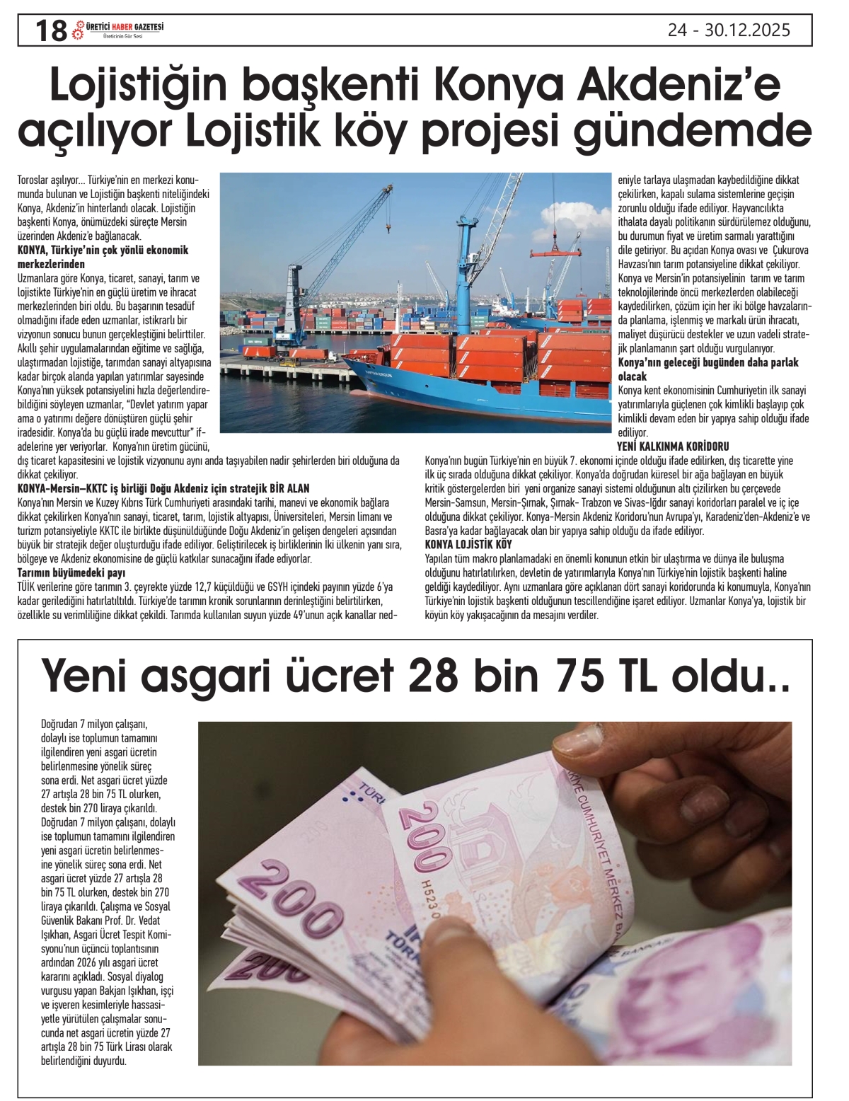 ÜRETİCİ HABER GAZETESİ  24.12.2025