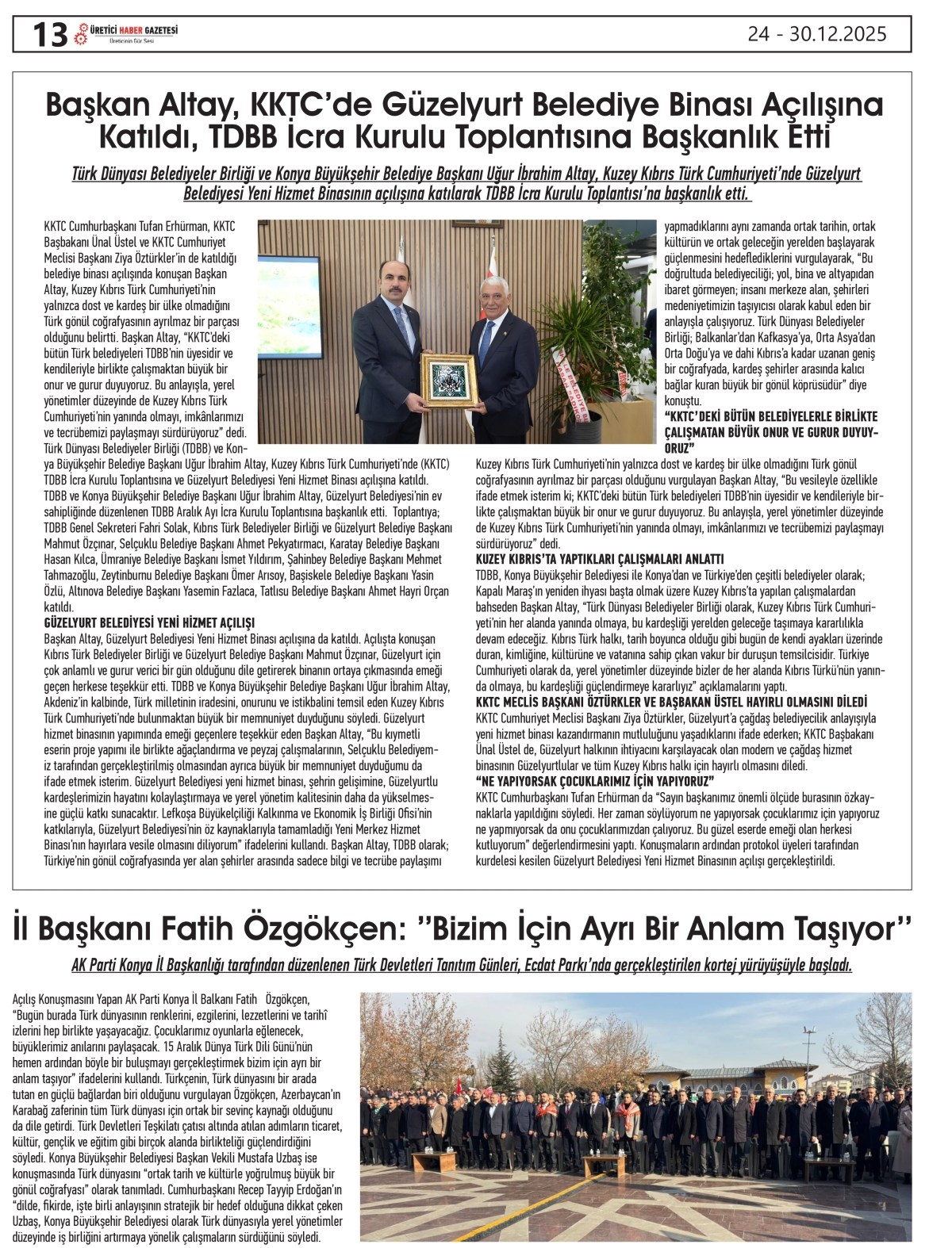 ÜRETİCİ HABER GAZETESİ  24.12.2025