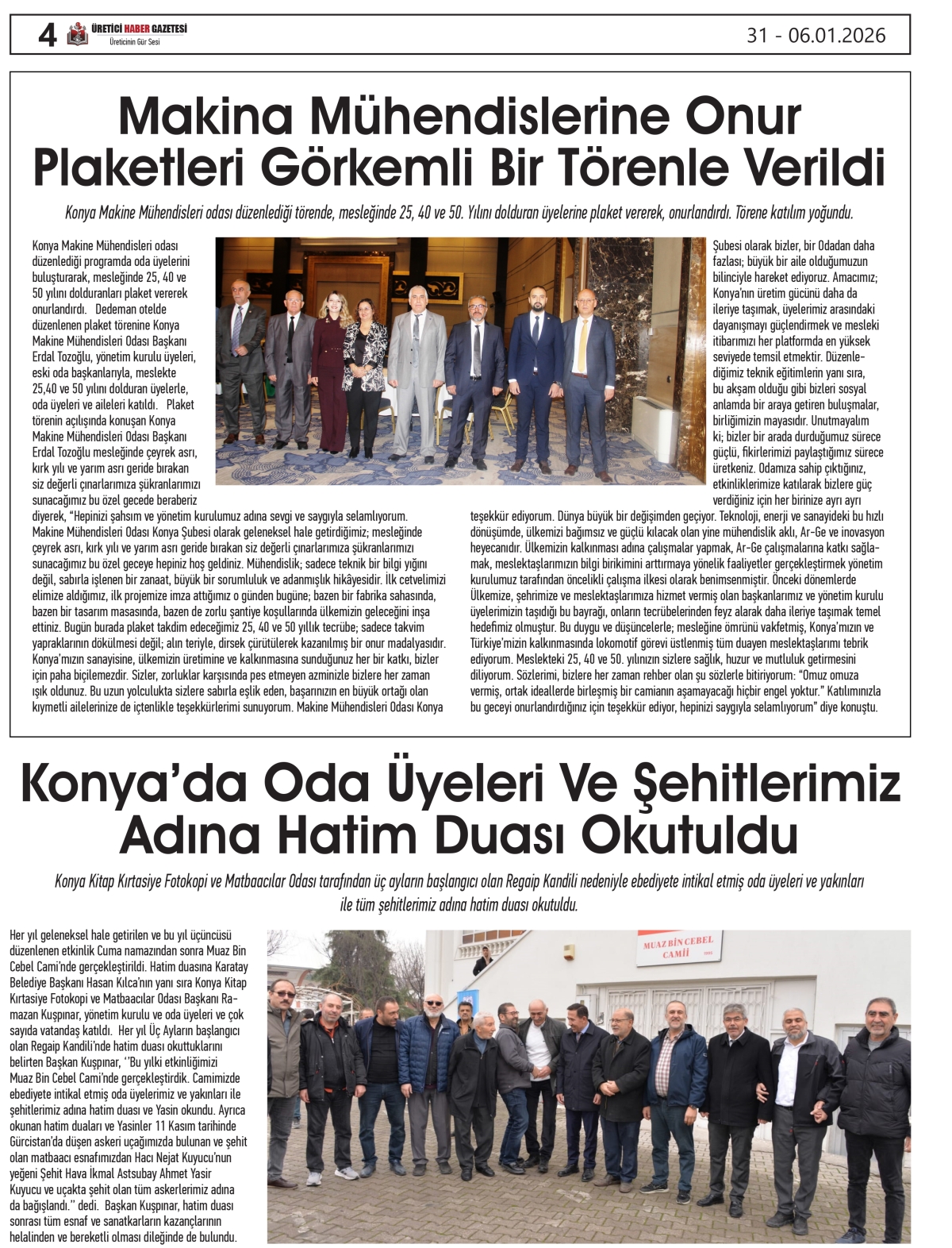 ÜRETİCİ HABER  GAZTESİ   31.12.2025