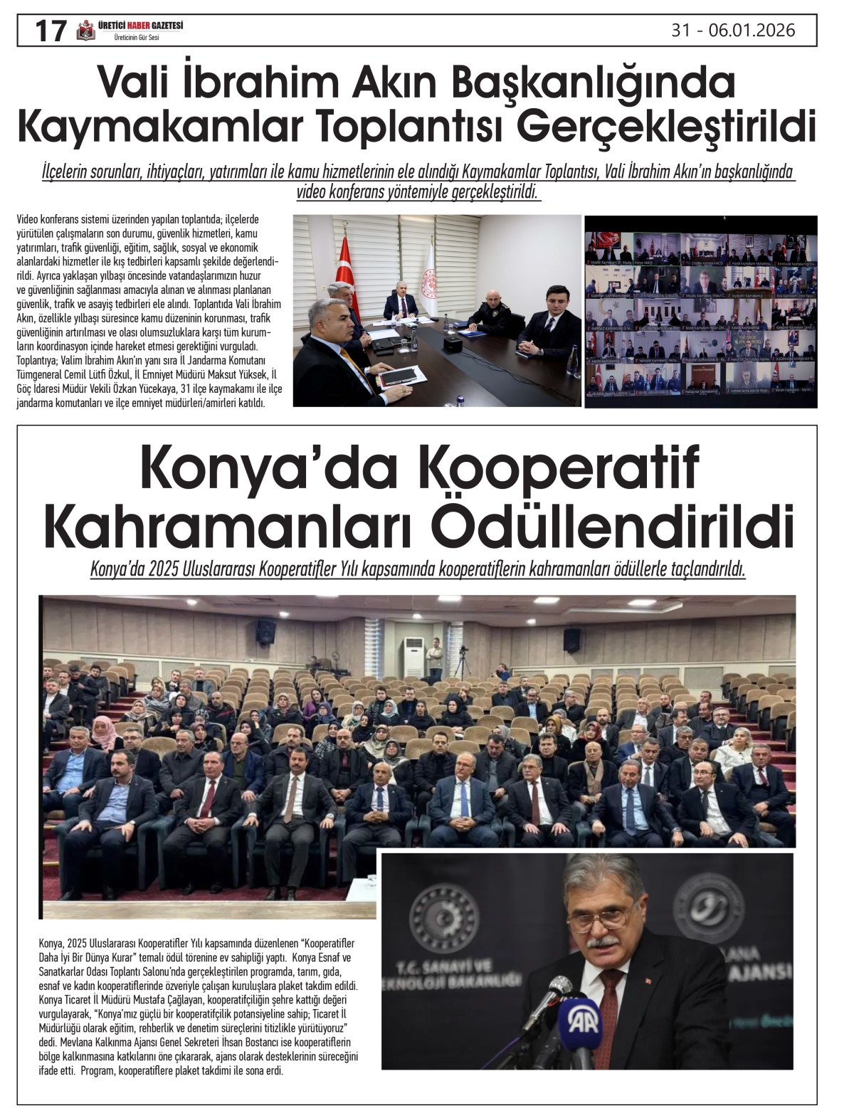 ÜRETİCİ HABER  GAZTESİ   31.12.2025