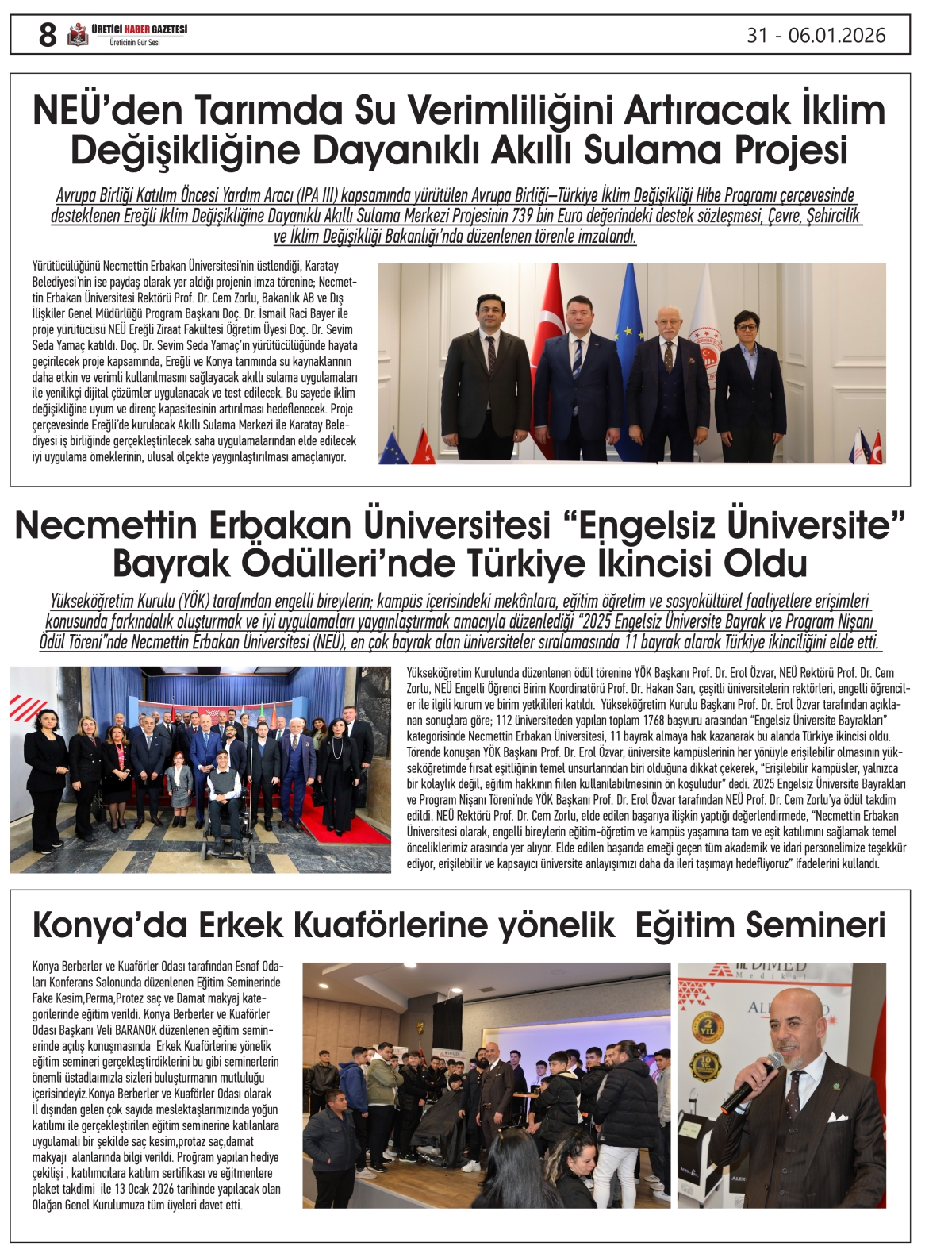 ÜRETİCİ HABER  GAZTESİ   31.12.2025
