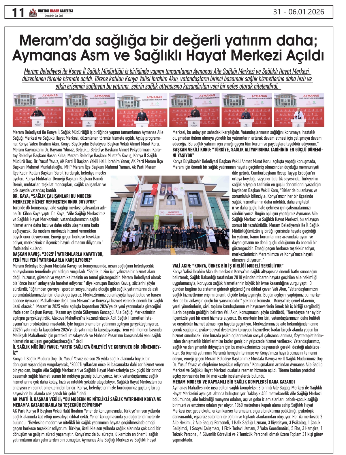 ÜRETİCİ HABER  GAZTESİ   31.12.2025
