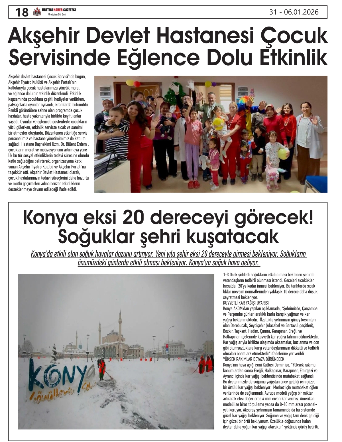 ÜRETİCİ HABER  GAZTESİ   31.12.2025
