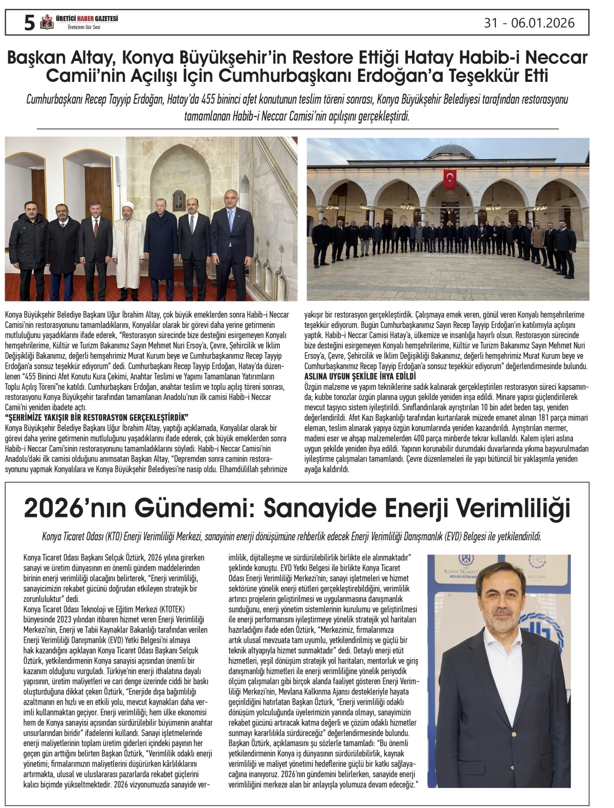 ÜRETİCİ HABER  GAZTESİ   31.12.2025