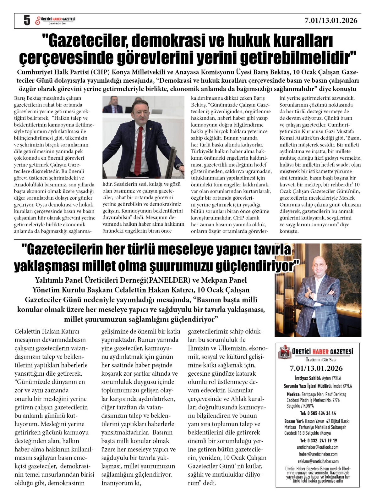 ÜRETİCİ  HABER  GAZETESİ  07.01.2026