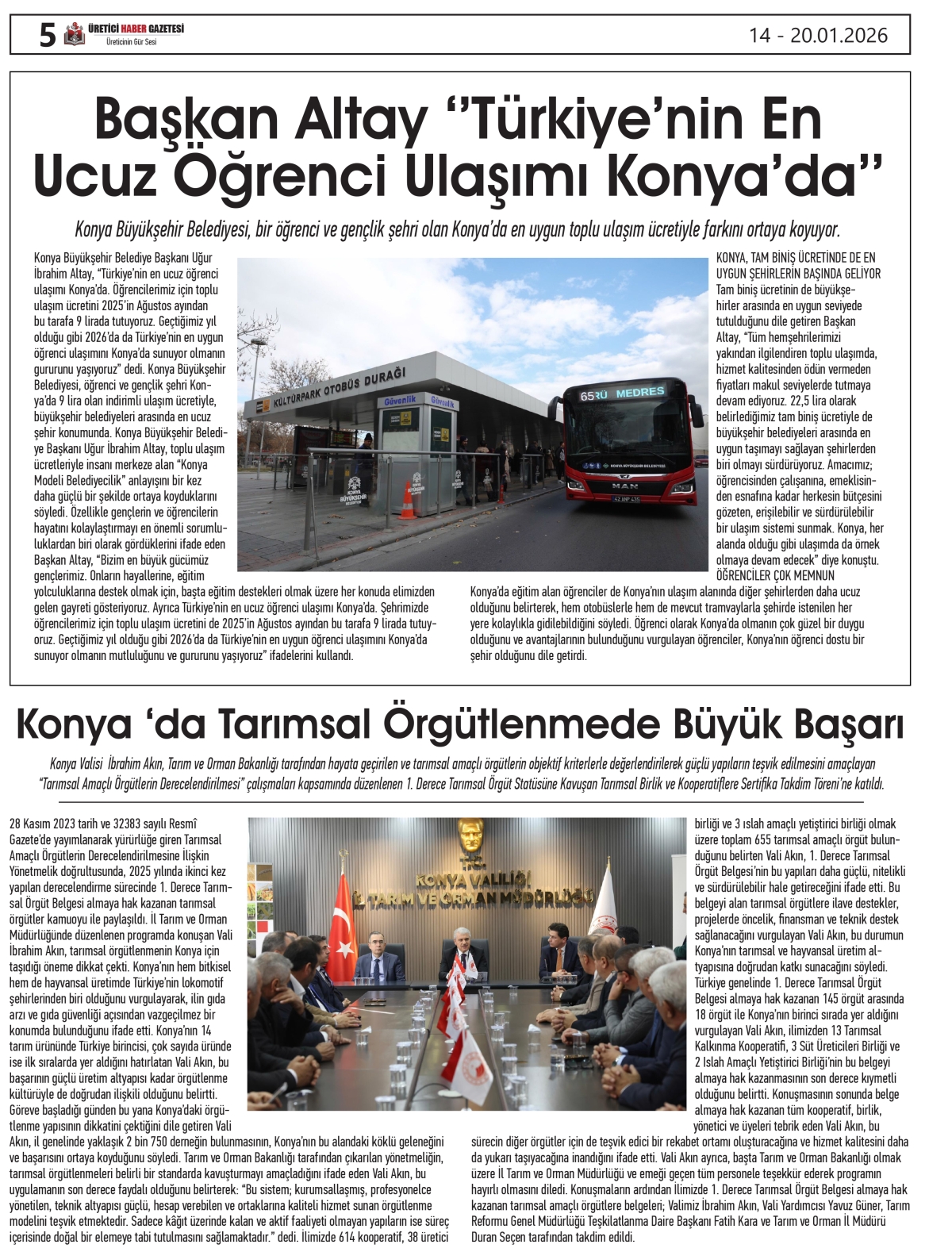 ÜRETİCİ  HABER  GAZETESİ  14.01.2026