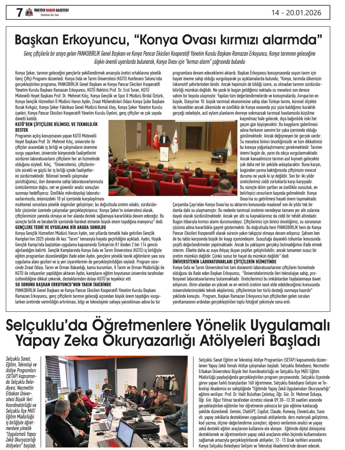 ÜRETİCİ  HABER  GAZETESİ  14.01.2026